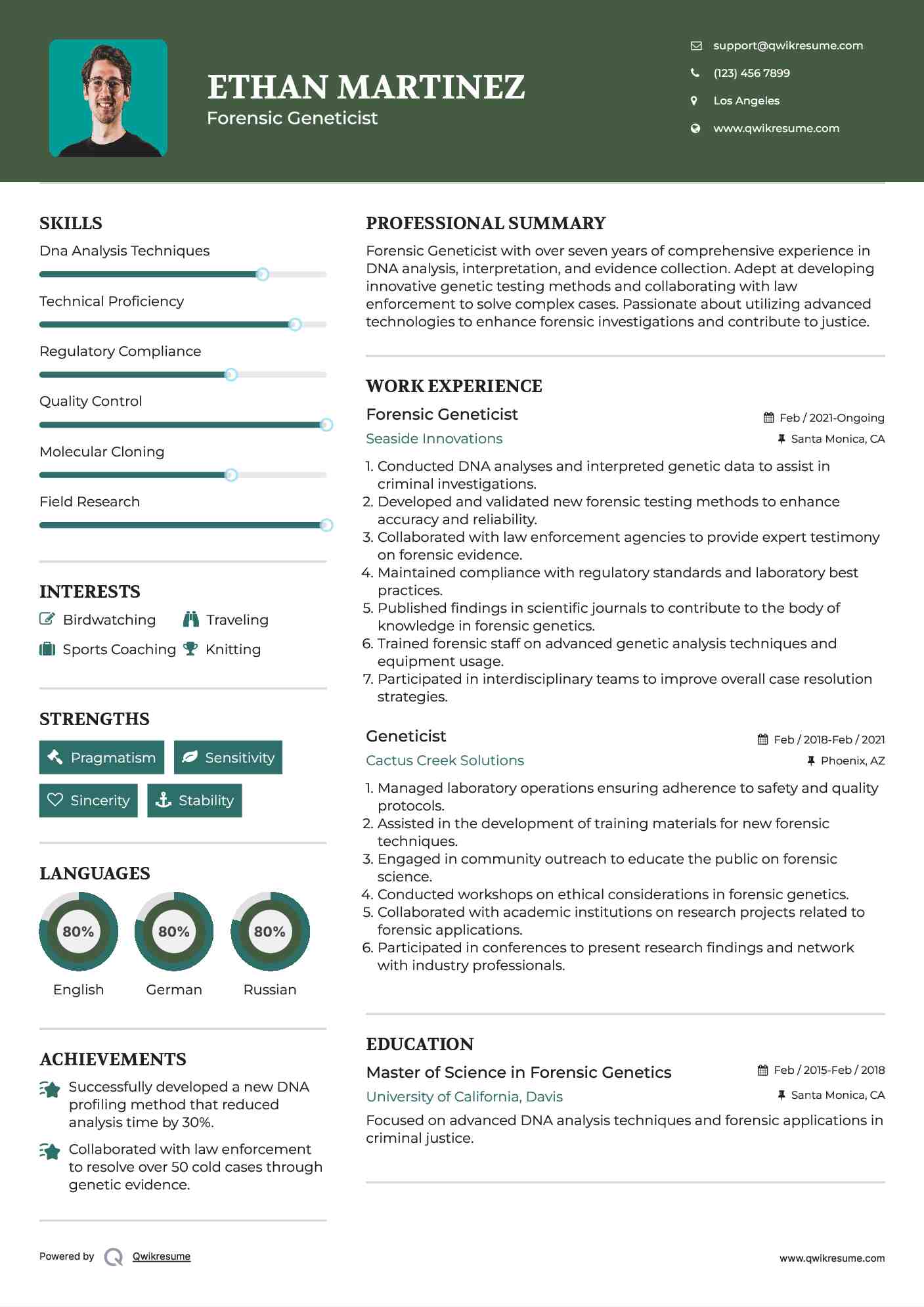 Forensic Geneticist Resume Template