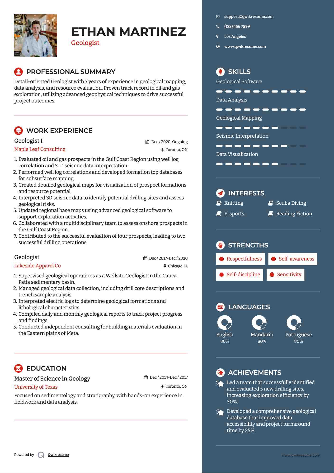 Geologist I Resume Template