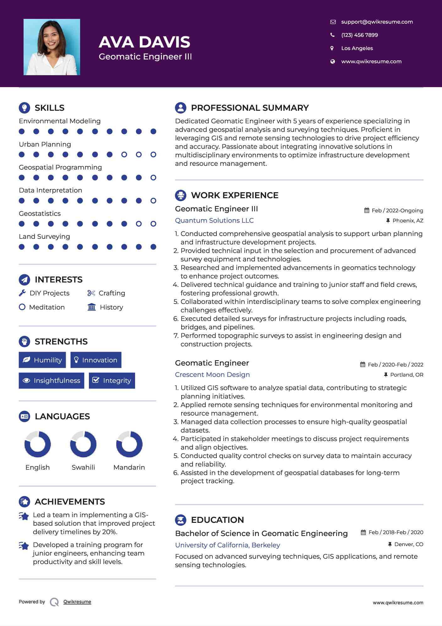 Geomatic Engineer III Resume Sample