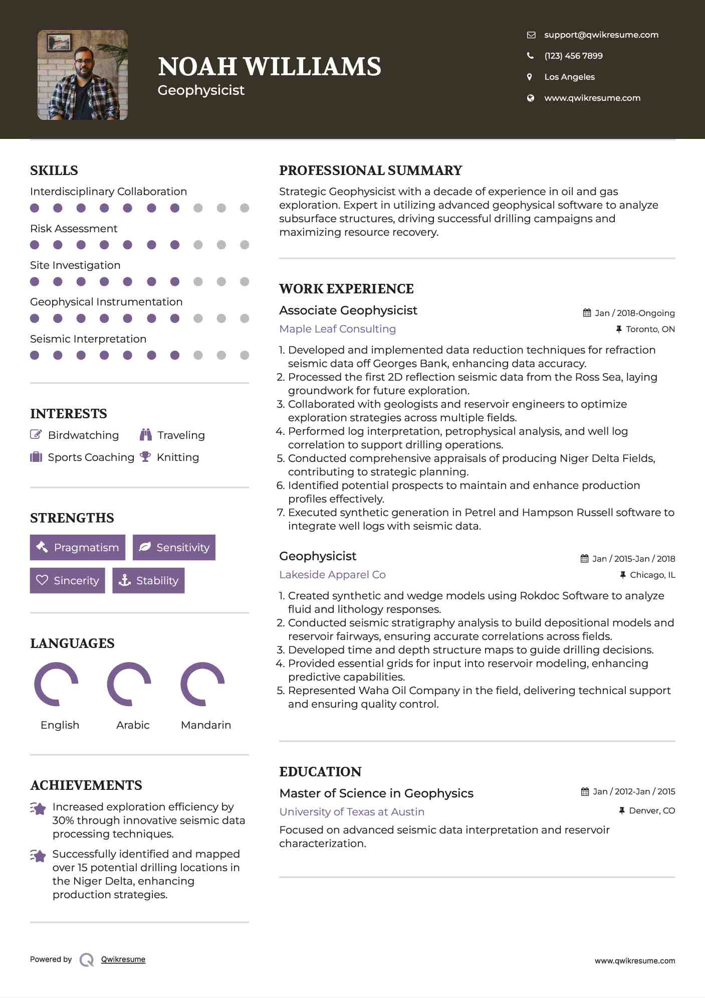 Geophysicist Resume Samples QwikResume