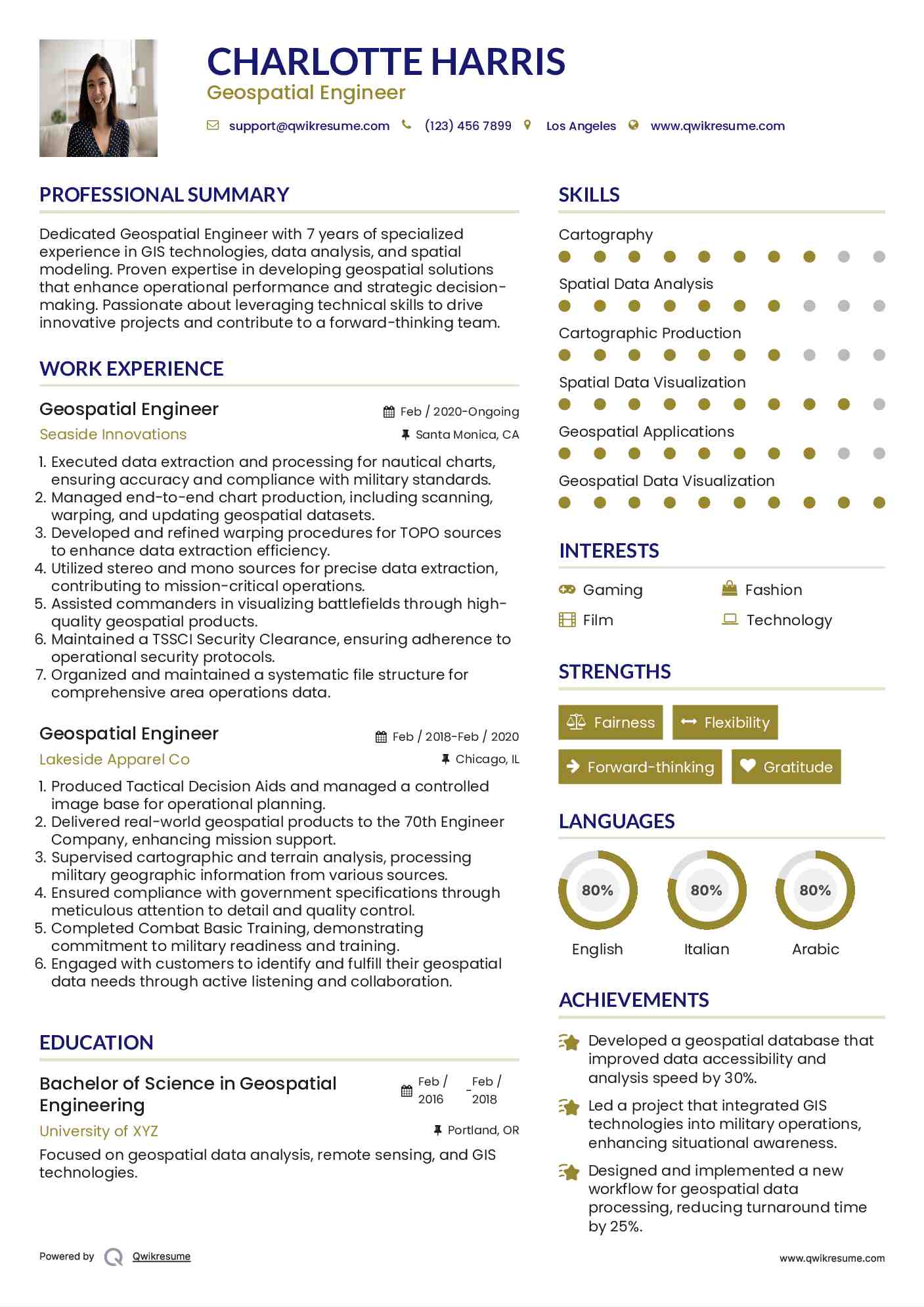 Geospatial Engineer Resume Example
