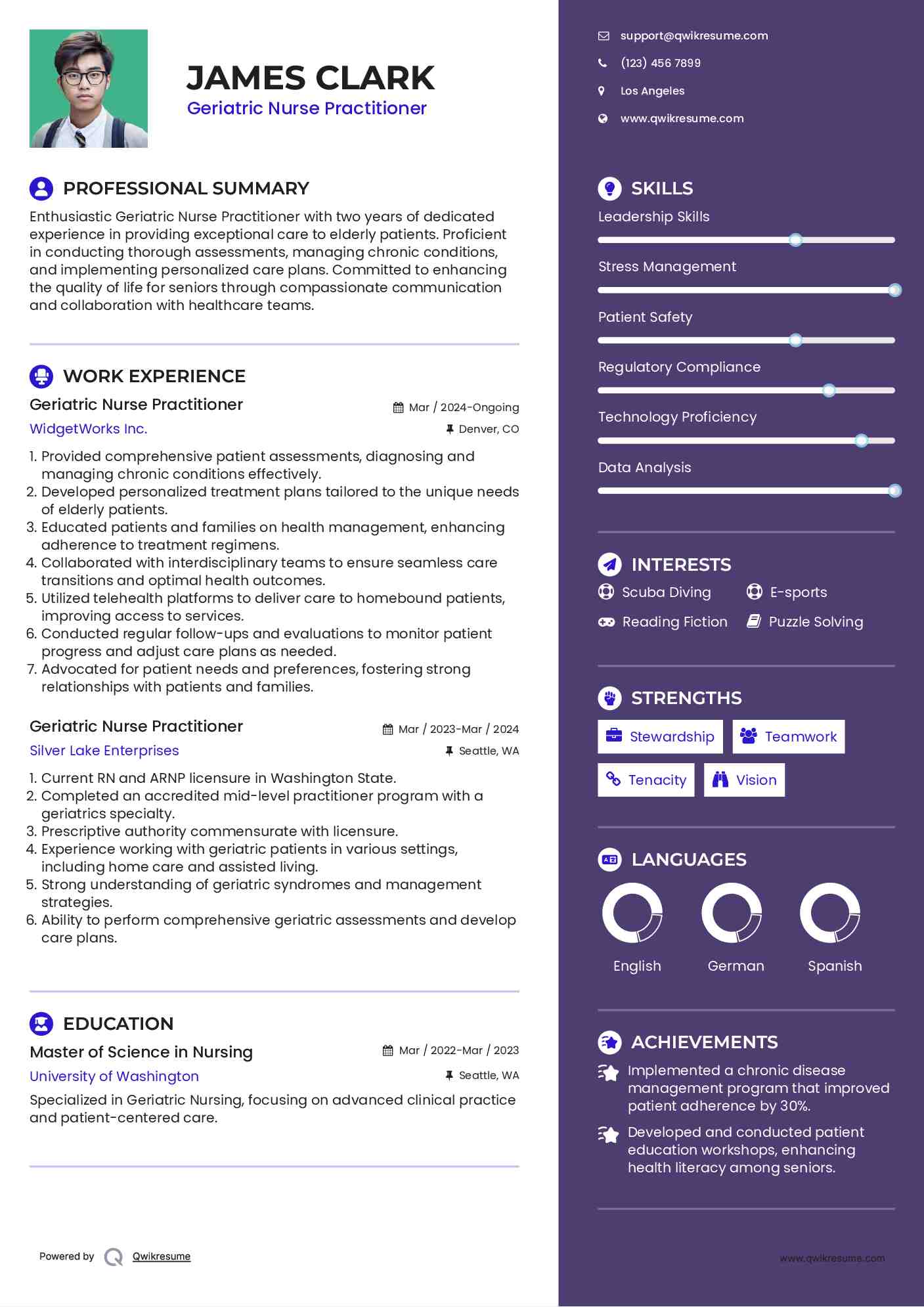Geriatric Nurse Practitioner Resume Template