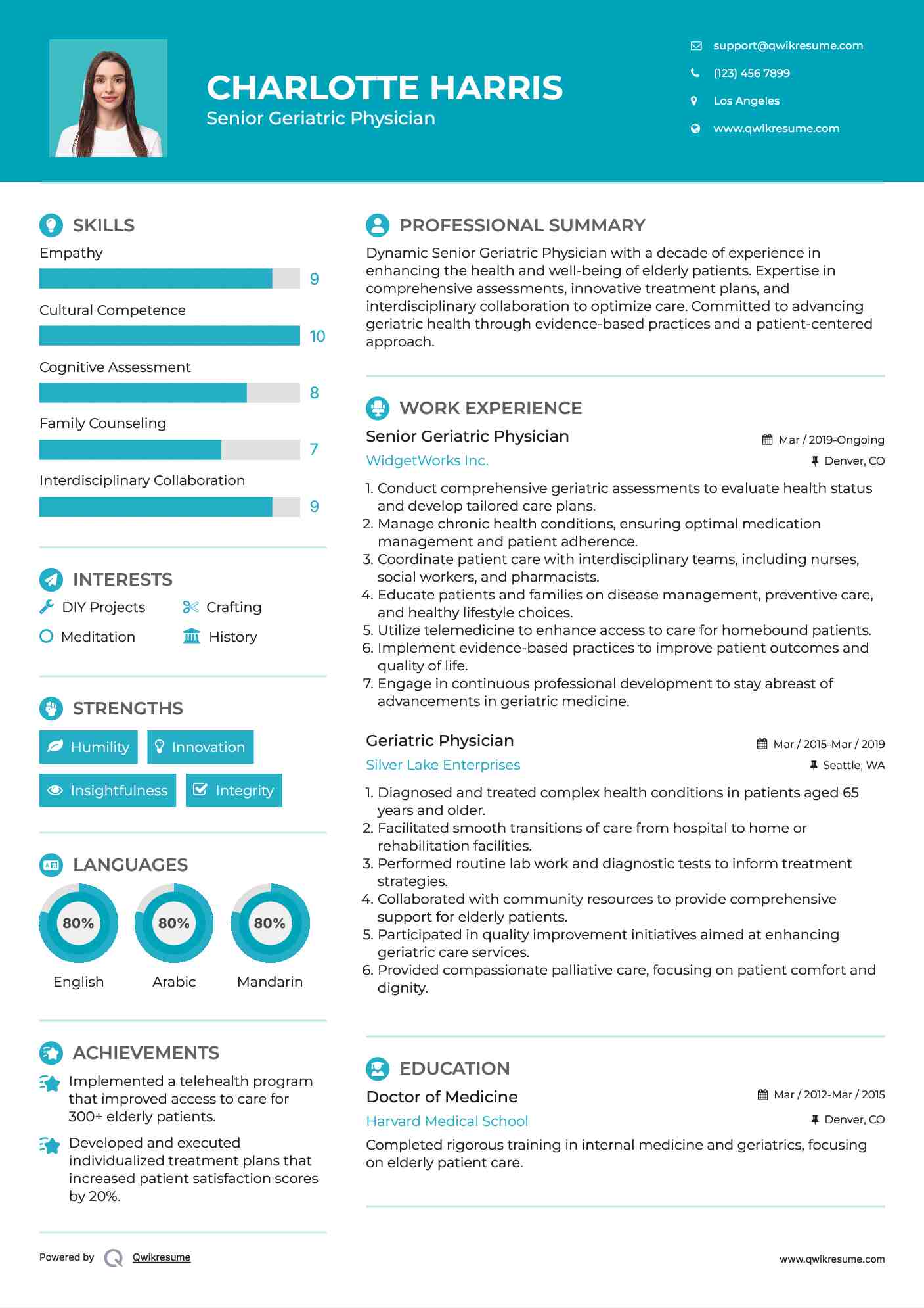 Senior Geriatric Physician Resume Template