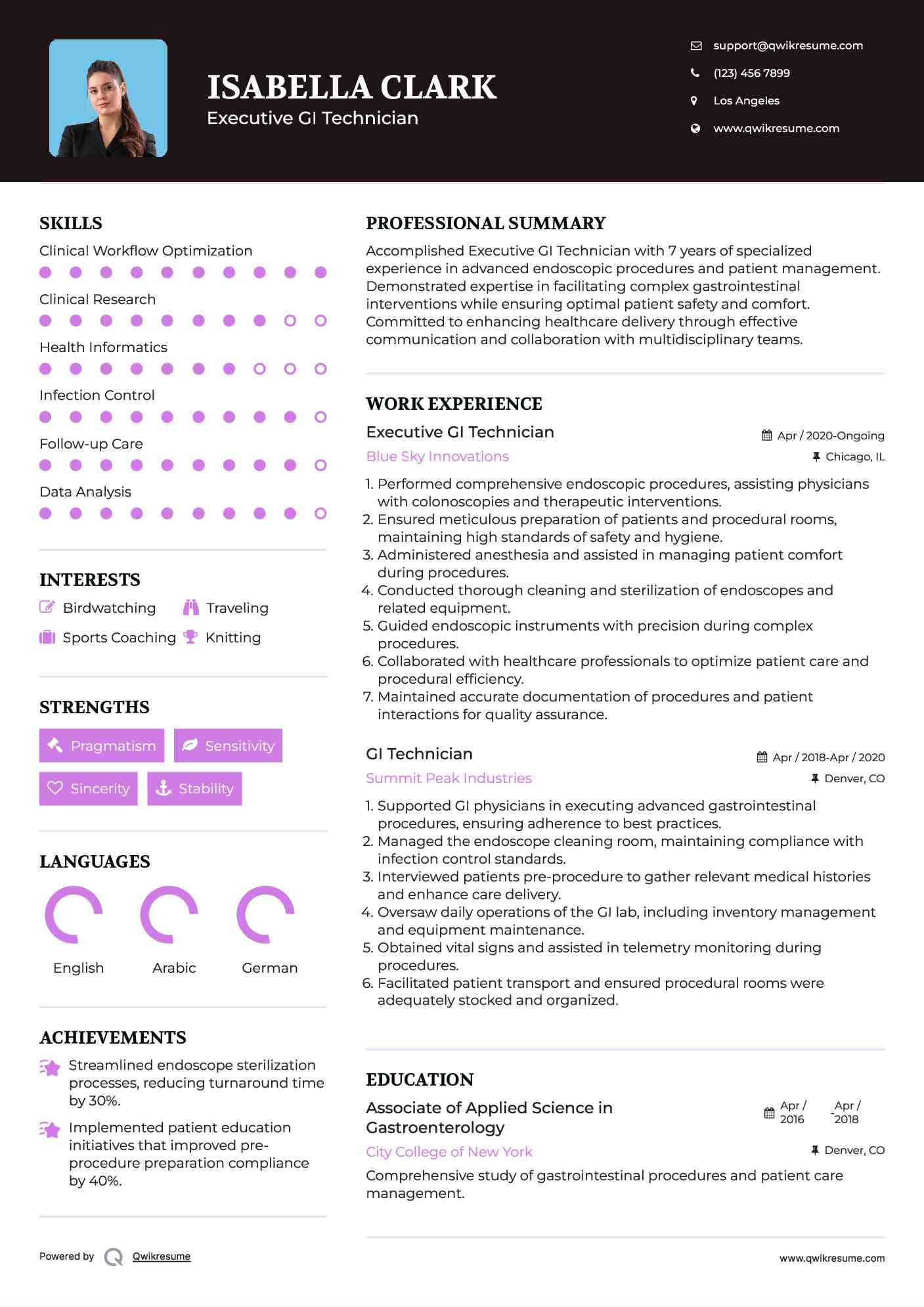 Executive GI Technician Resume Example