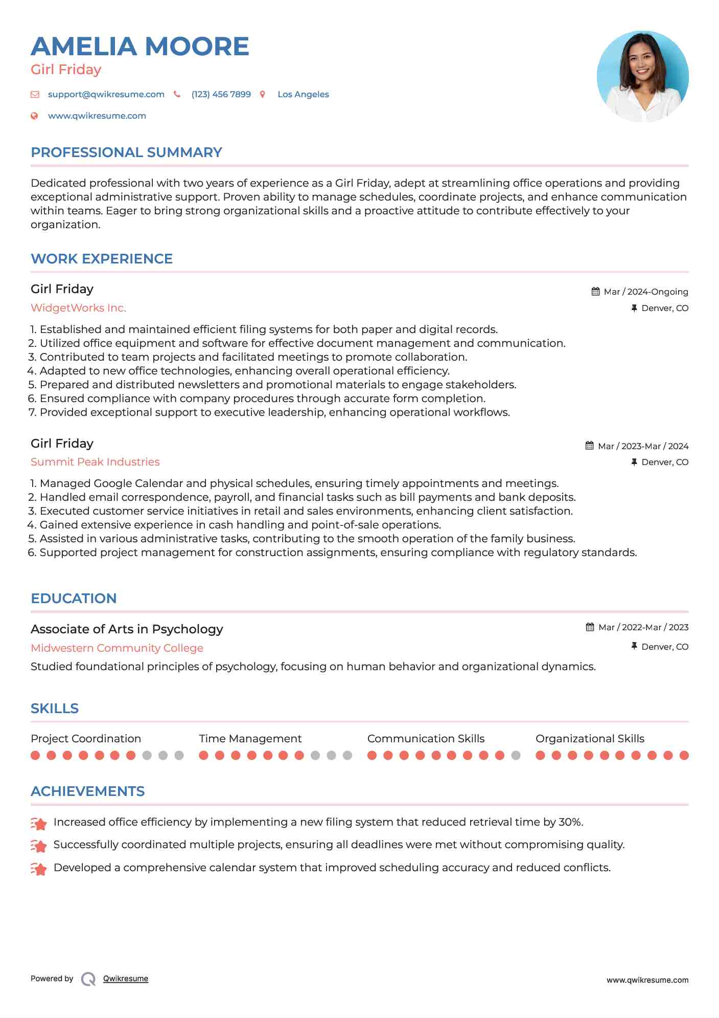 Girl Friday Resume Example