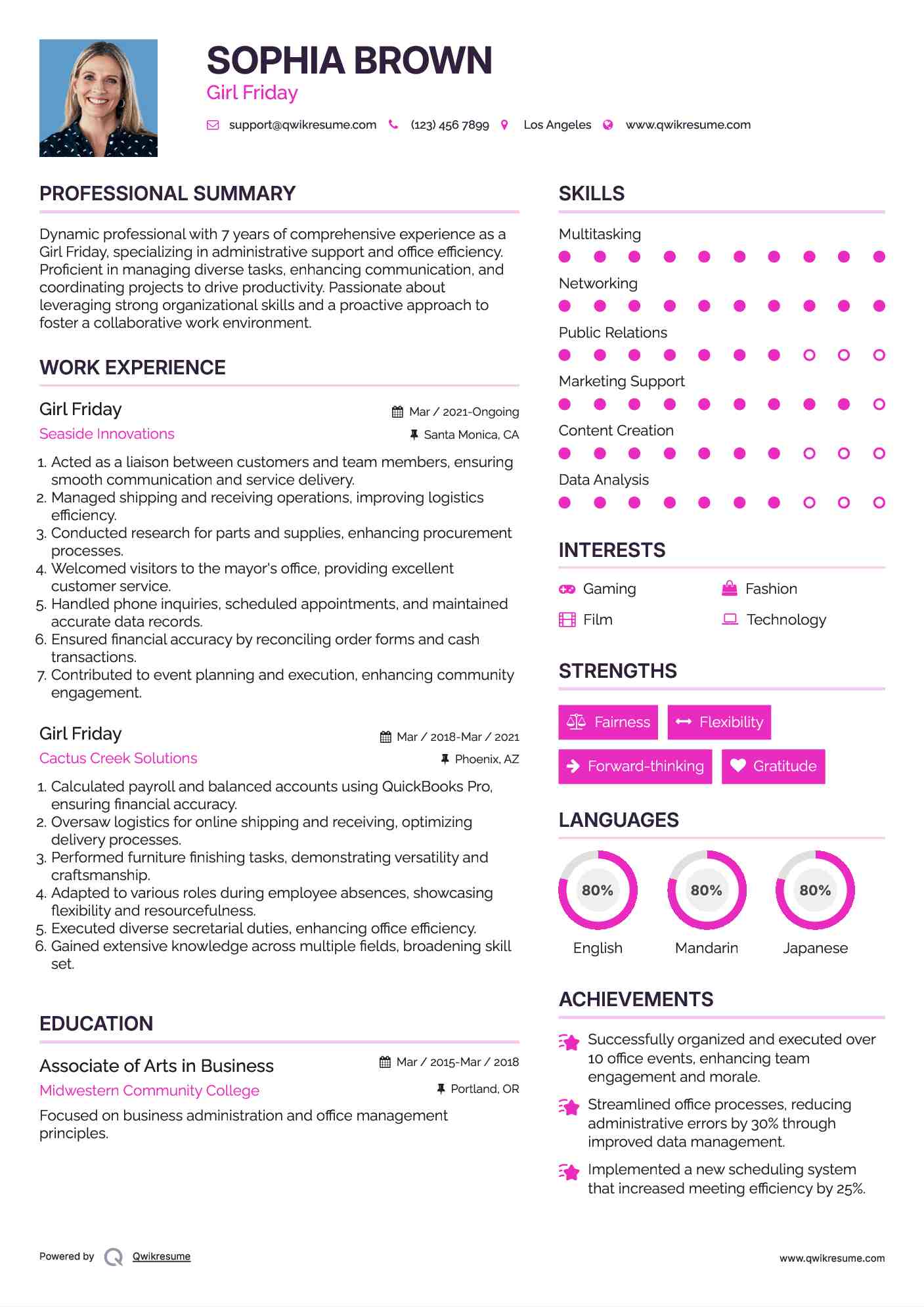 Girl Friday Resume Template