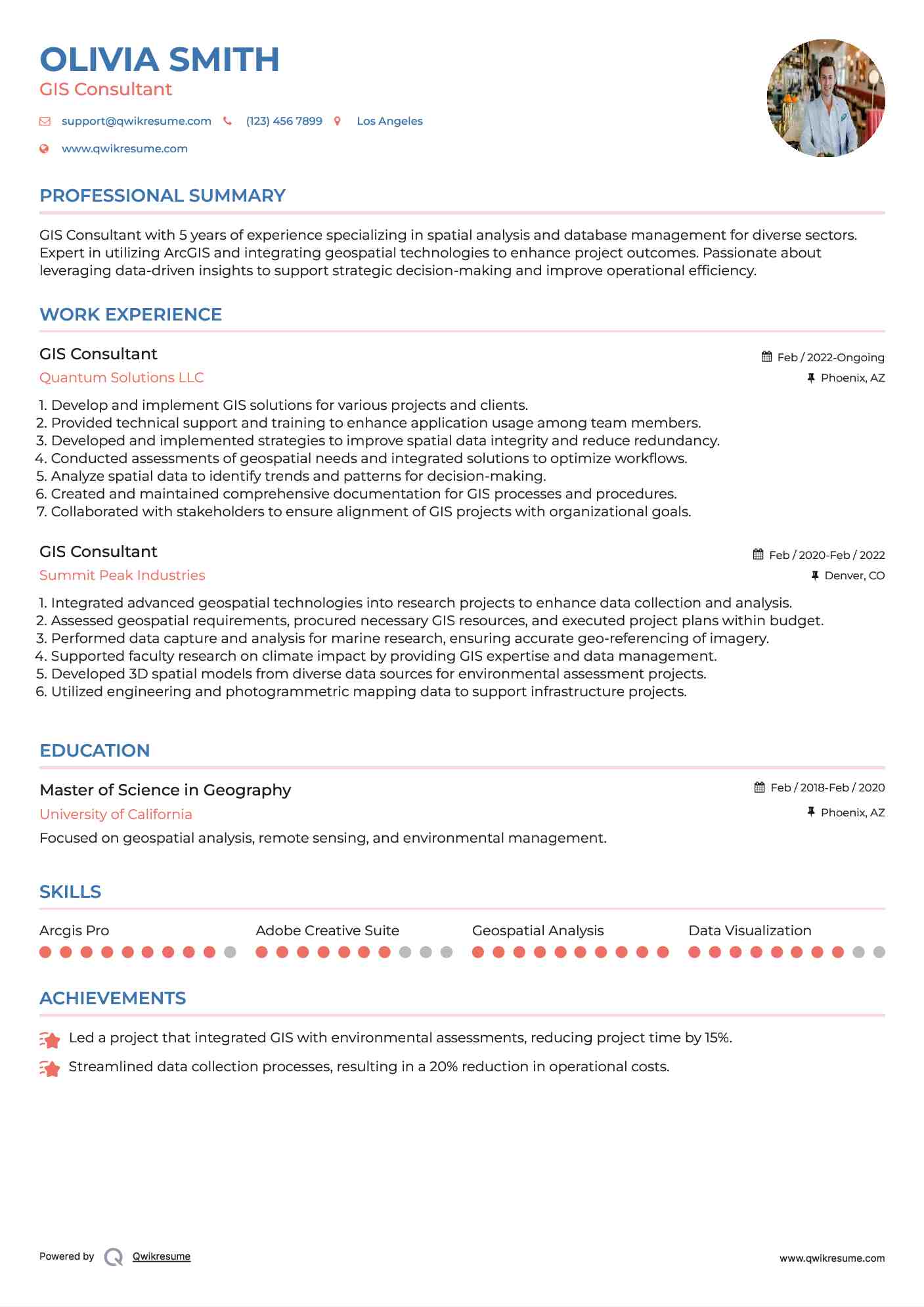 GIS Consultant Resume Format