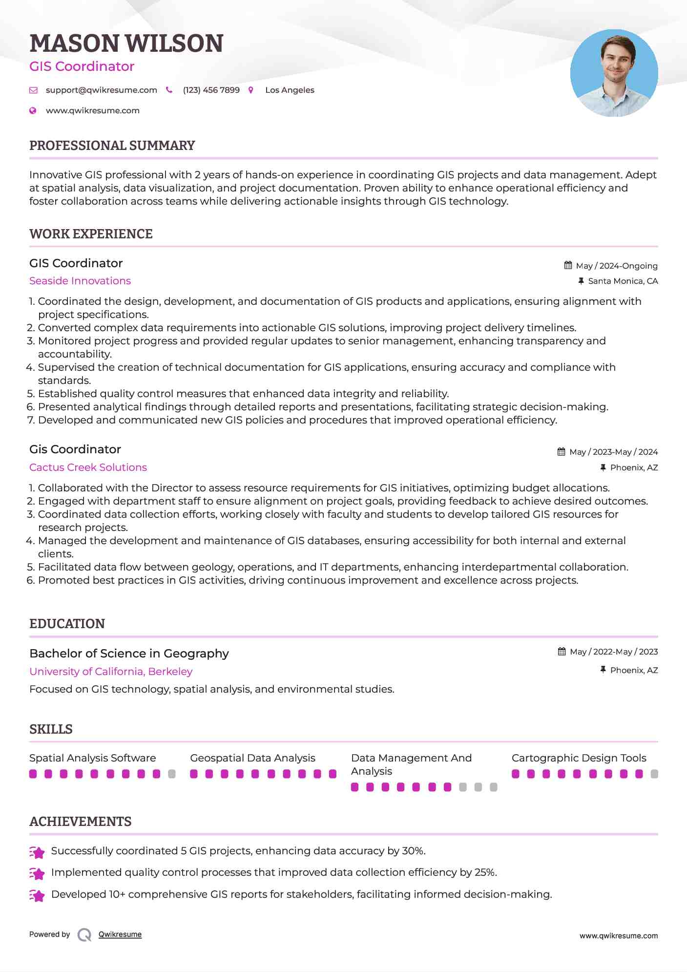 GIS Coordinator Resume Model
