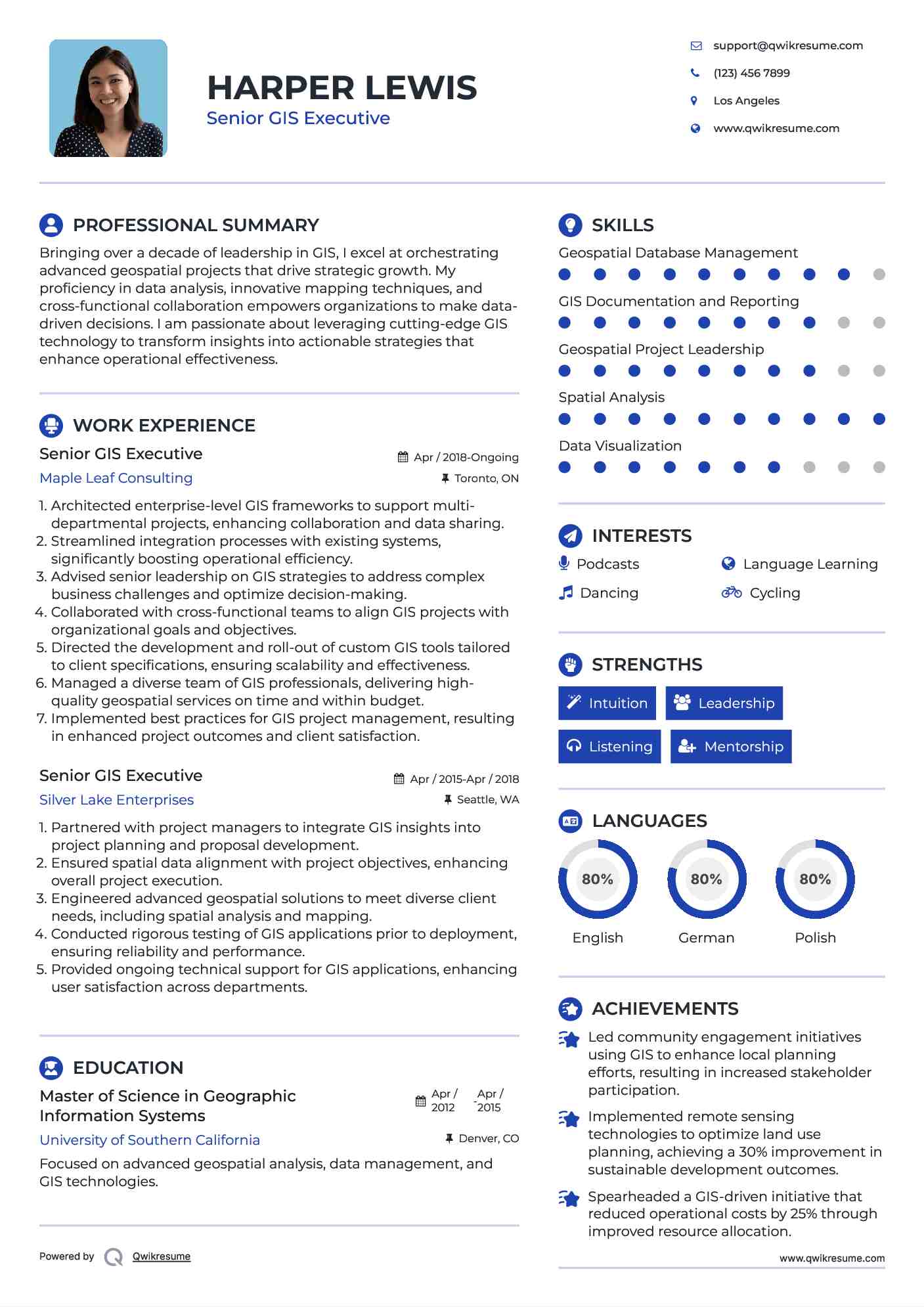 Senior GIS Executive Resume Model