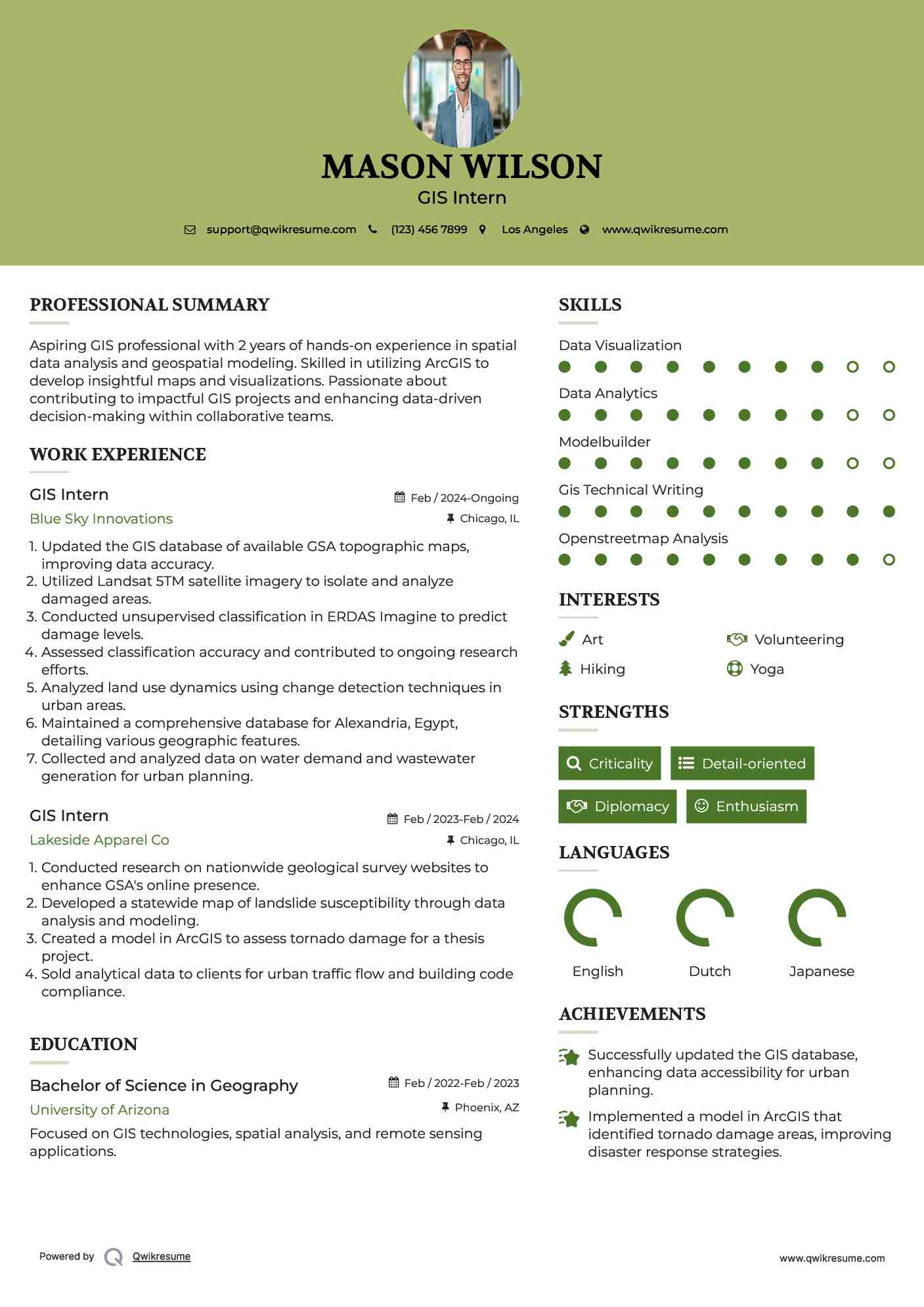 GIS Intern Resume Model