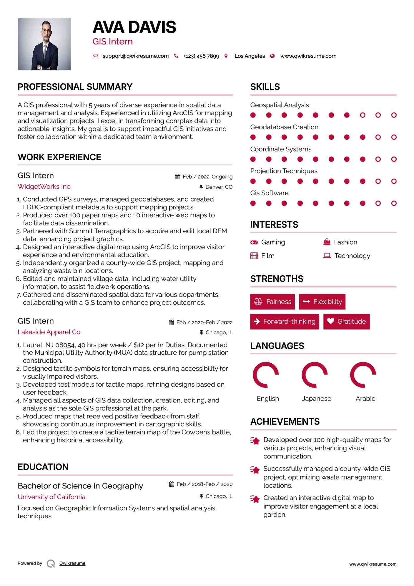 GIS Intern Resume Example
