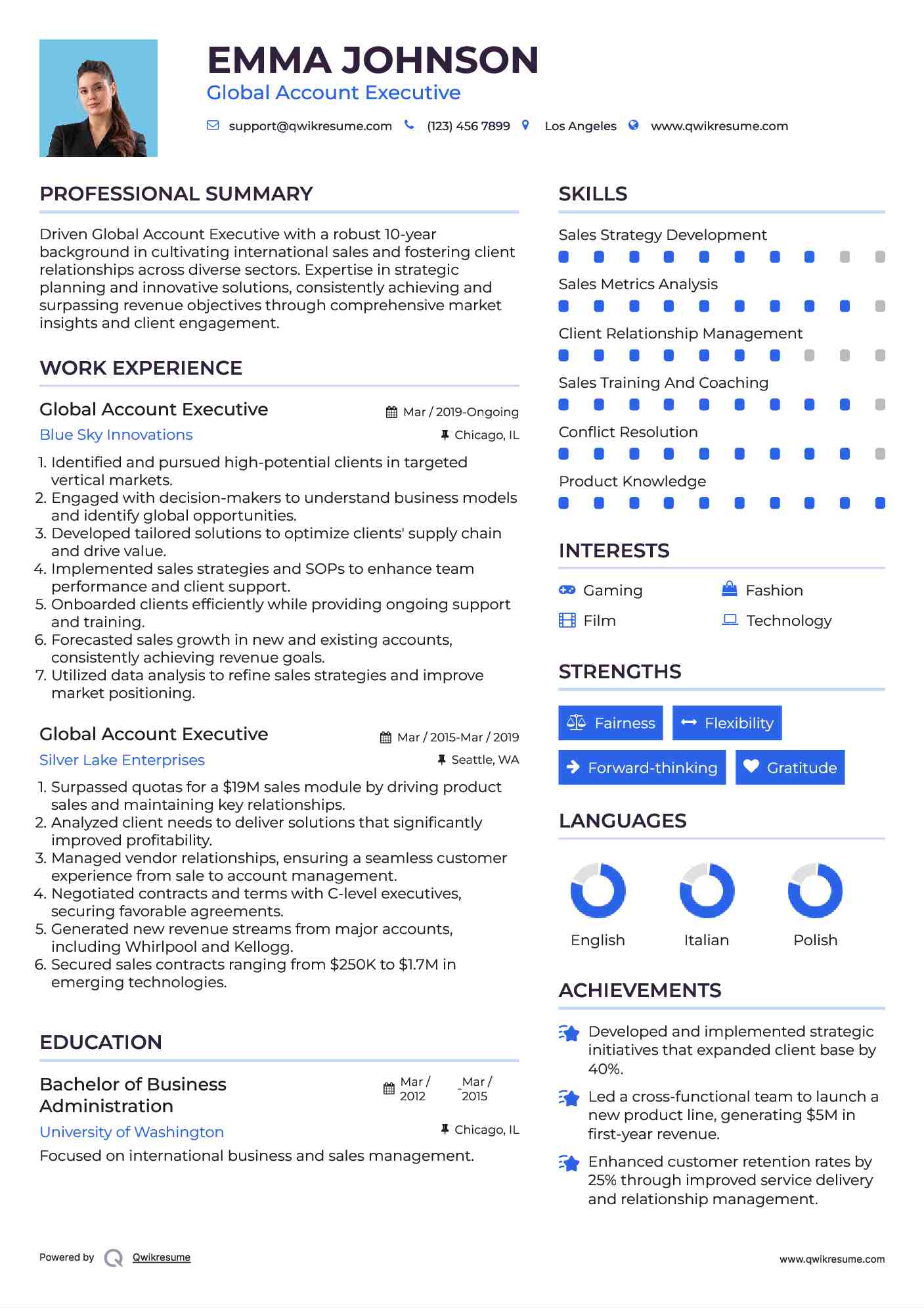 Global Account Executive Resume Format