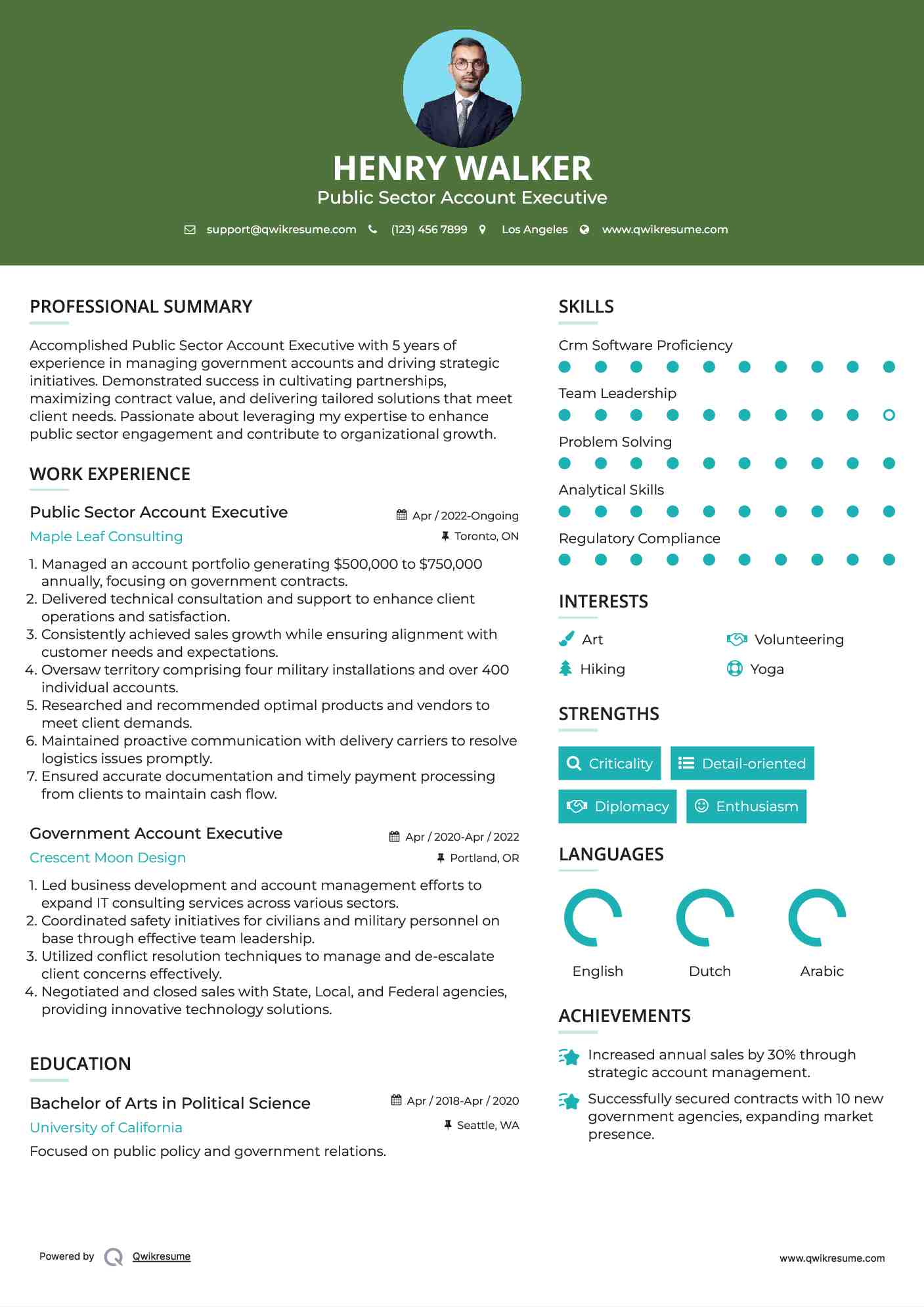 Public Sector Account Executive Resume Template