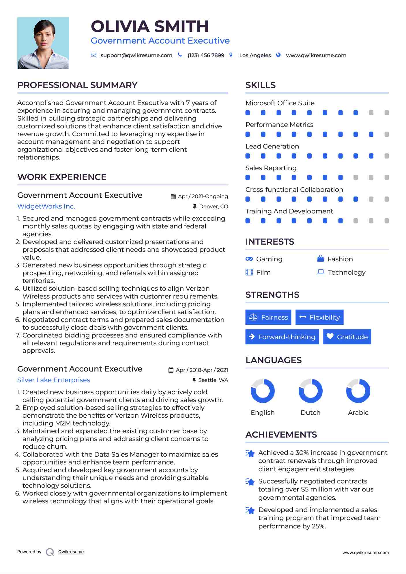 Government Account Executive Resume Format