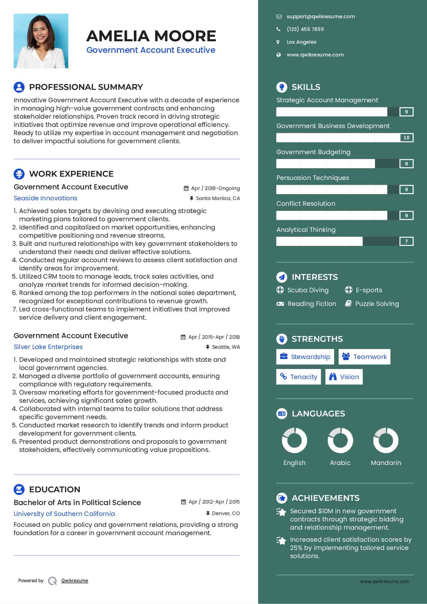 Government Account Executive Resume Template