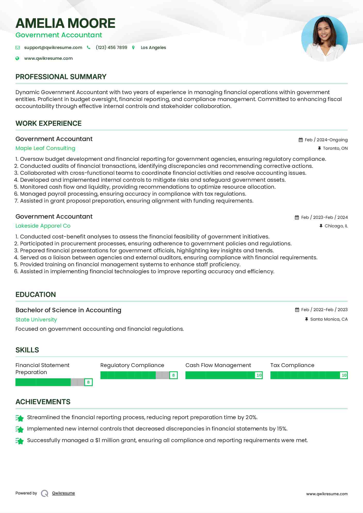 Government Accountant Resume Format