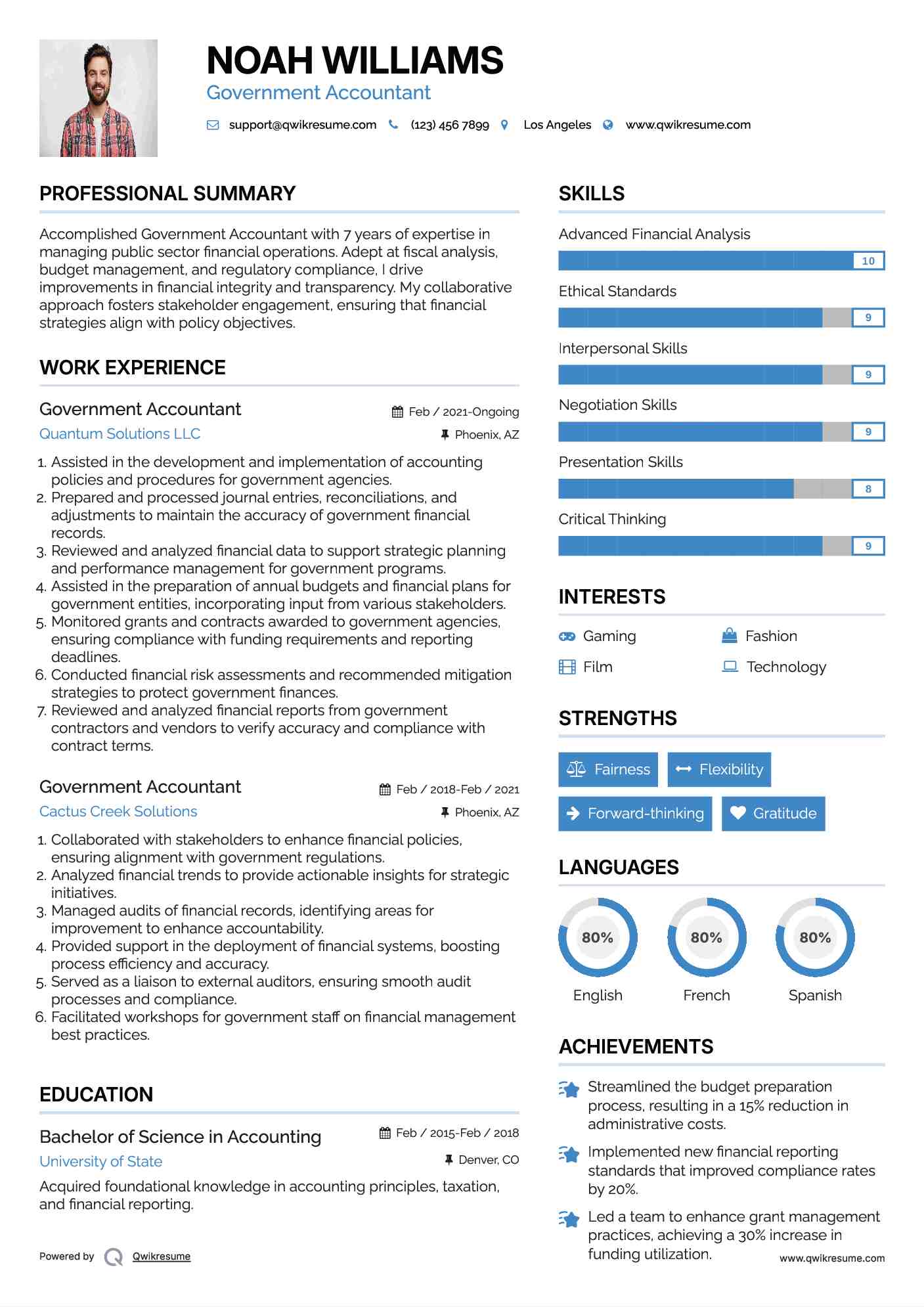 Government Accountant Resume Example