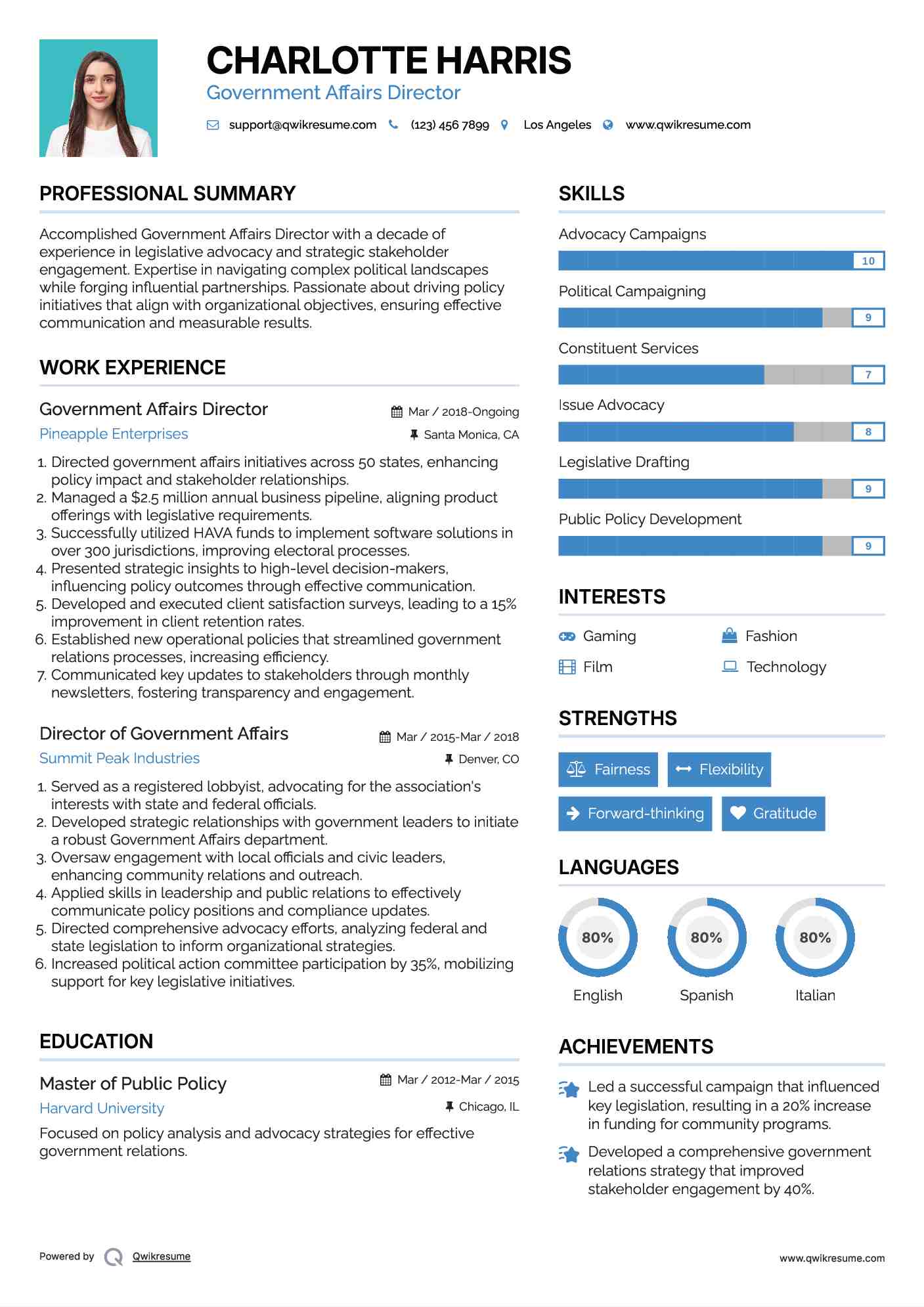 Government Affairs Director Resume Model