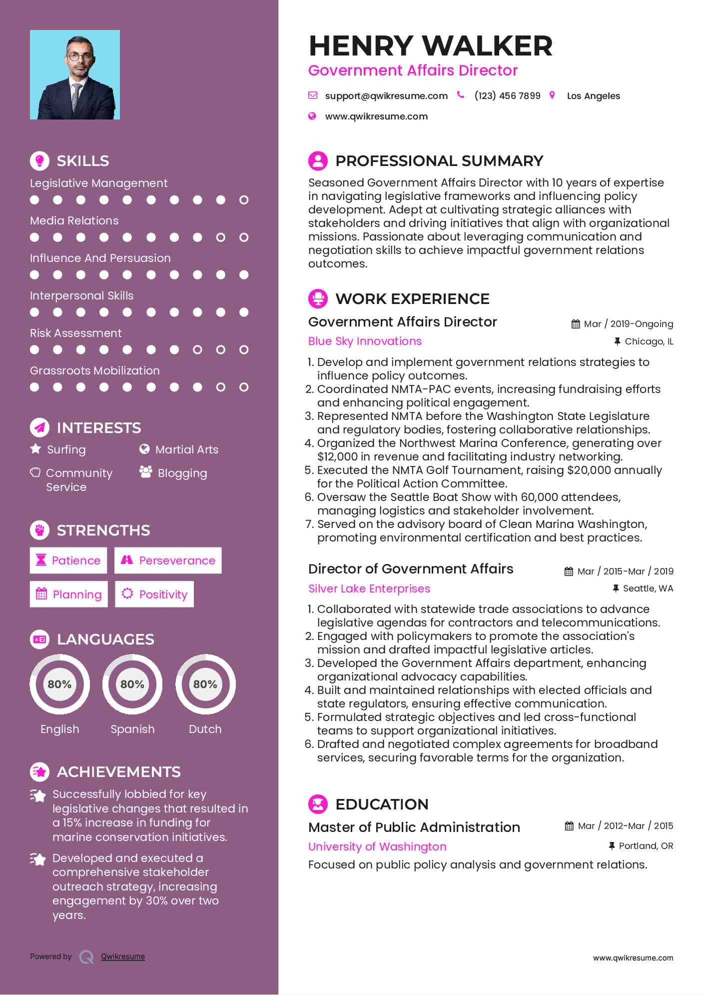 Government Affairs Director Resume Format