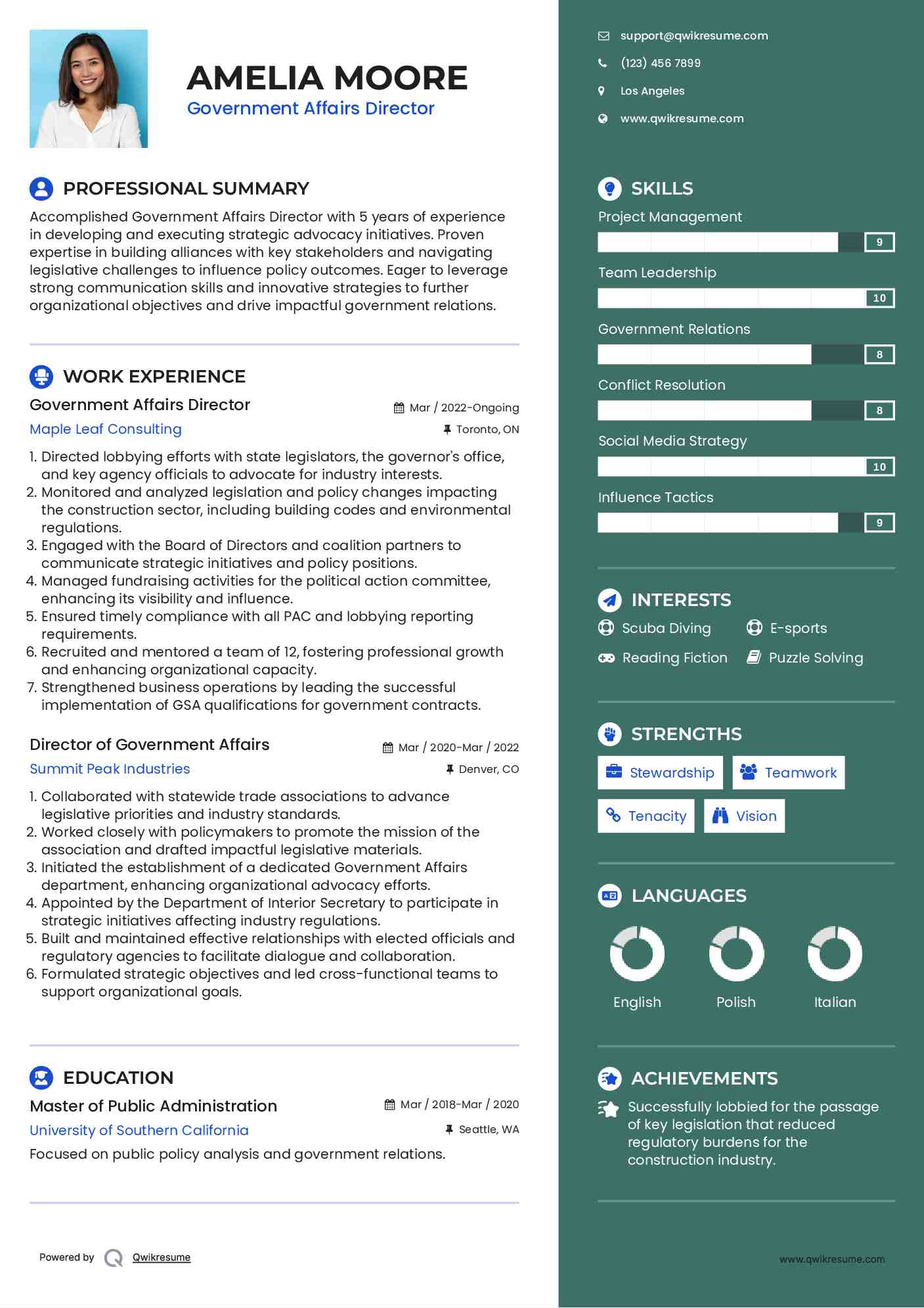 Government Affairs Director Resume Template