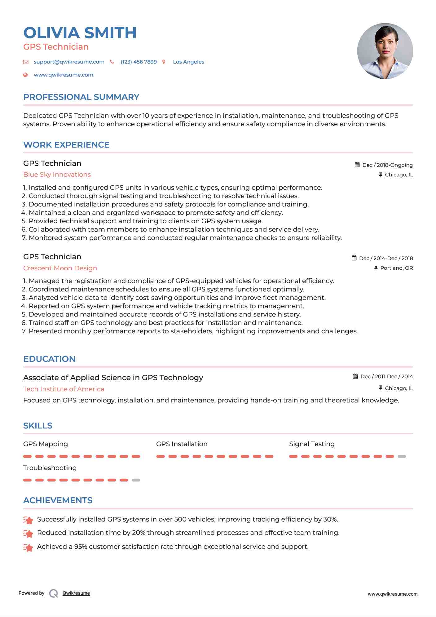 GPS Technician Resume Template