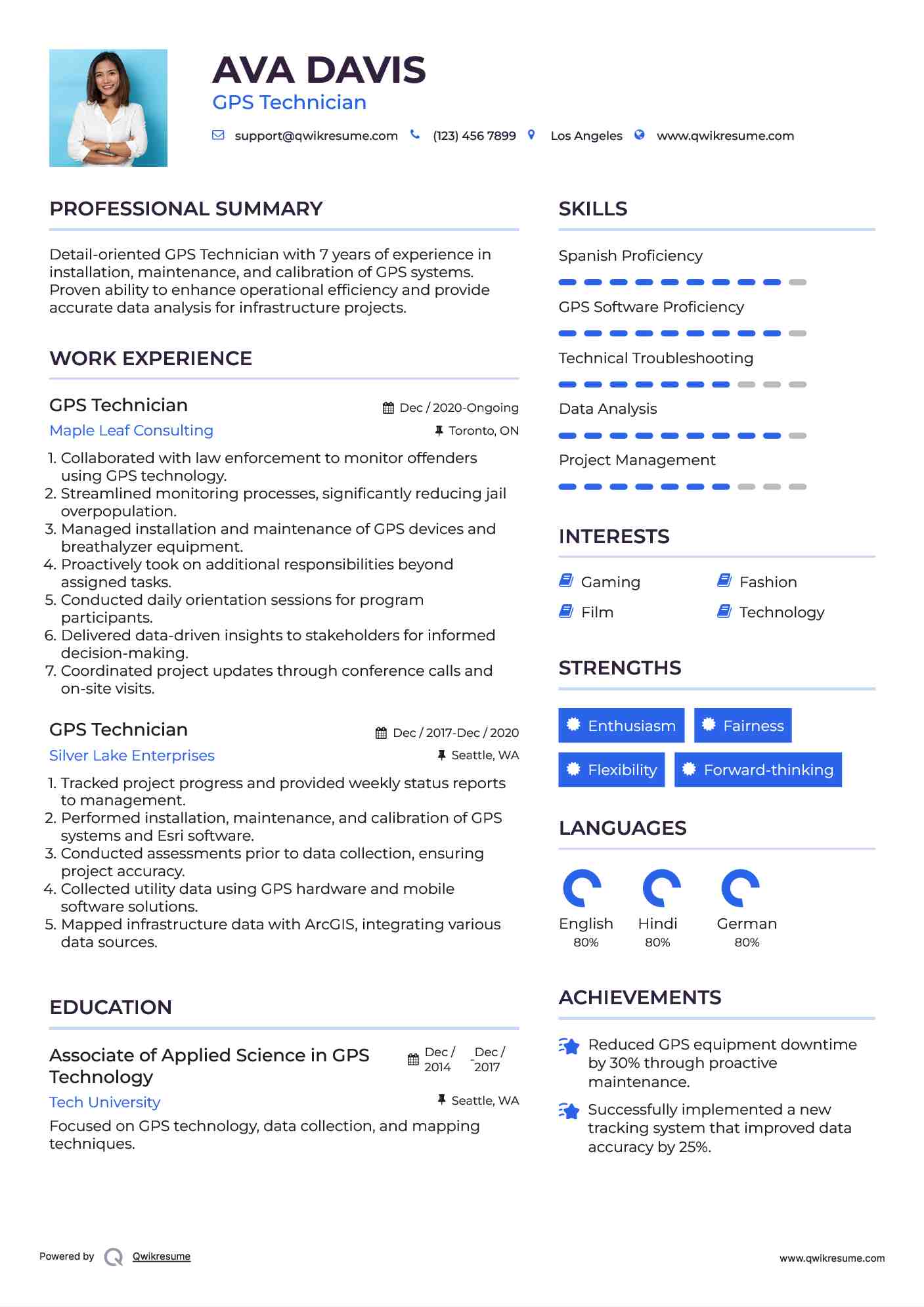 GPS Technician Resume Model