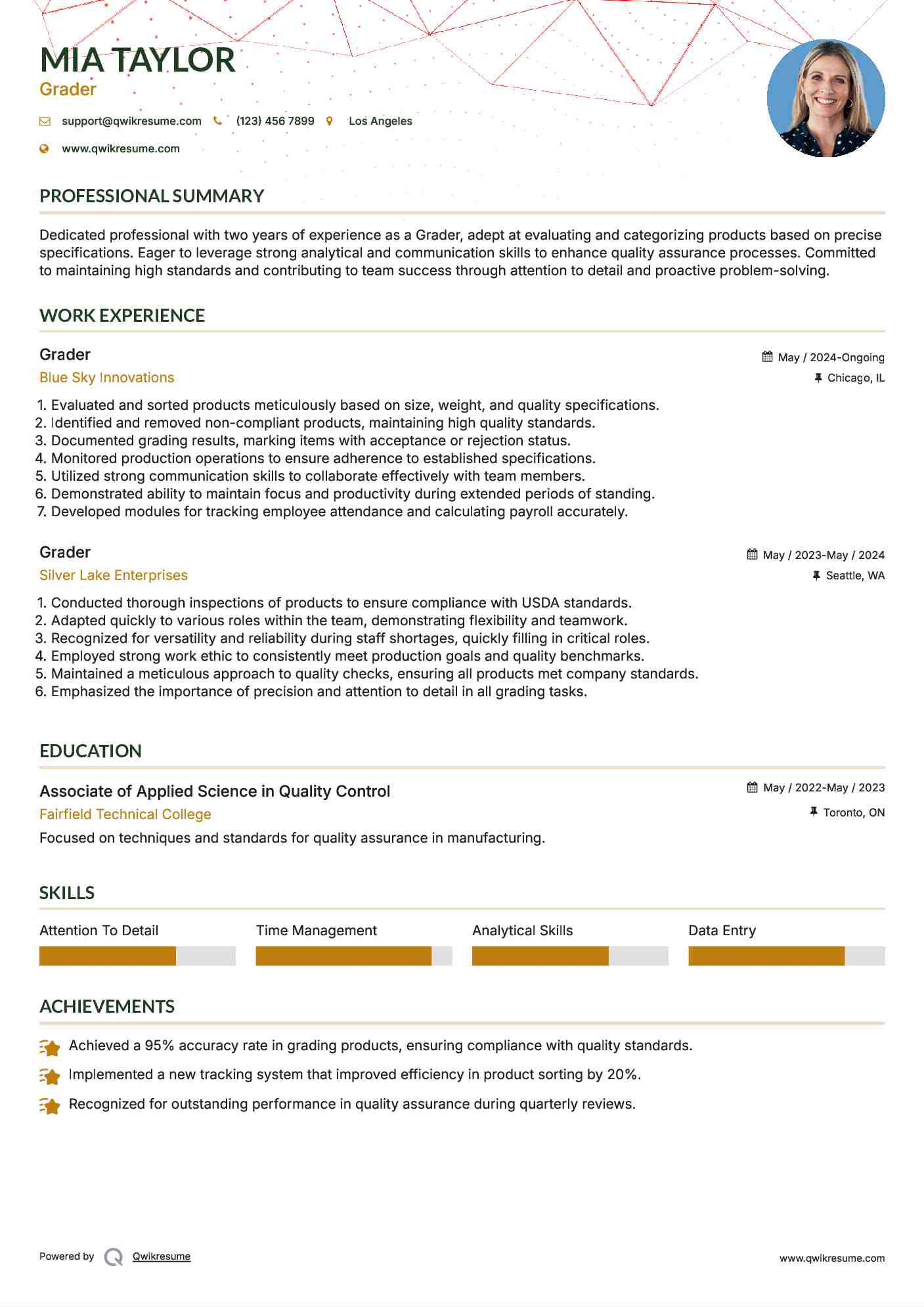 Grader Resume Template