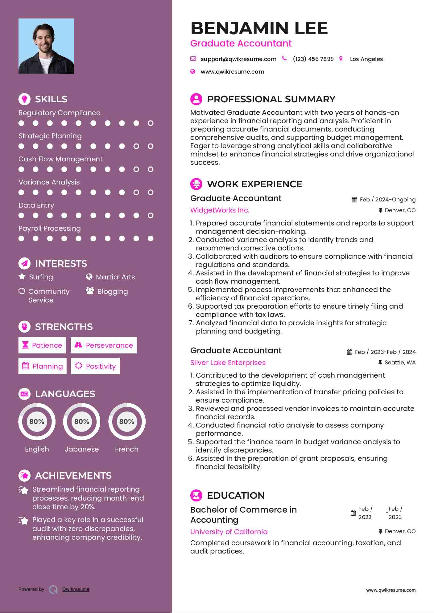 Graduate Accountant Resume Example