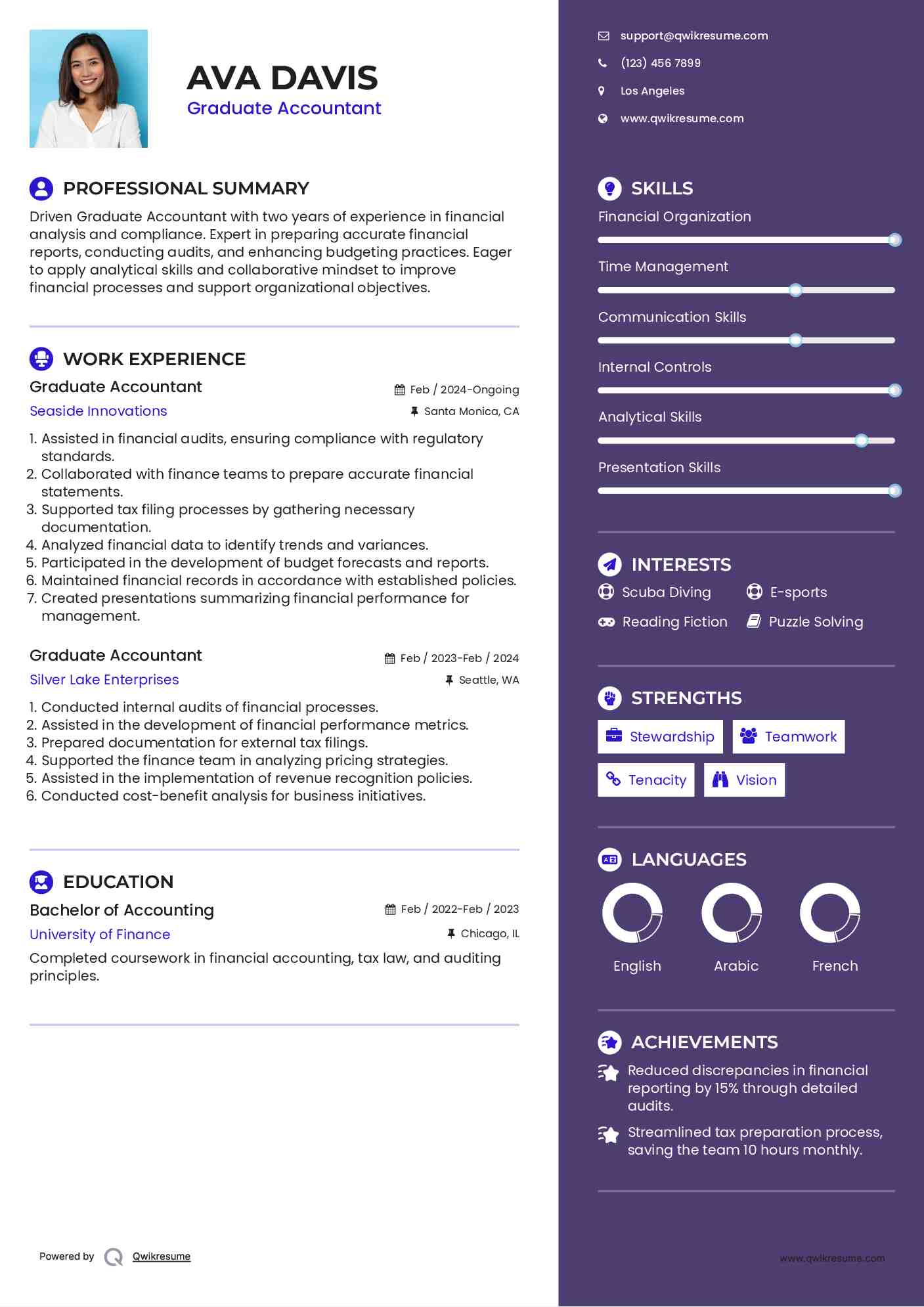Graduate Accountant Resume Example
