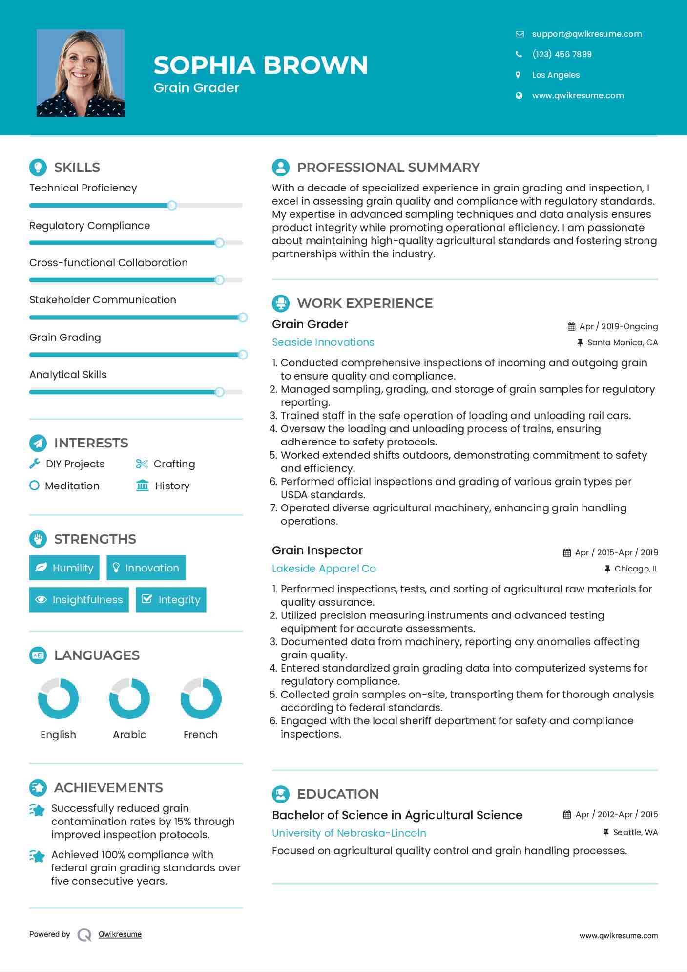 Grain Grader Resume Template