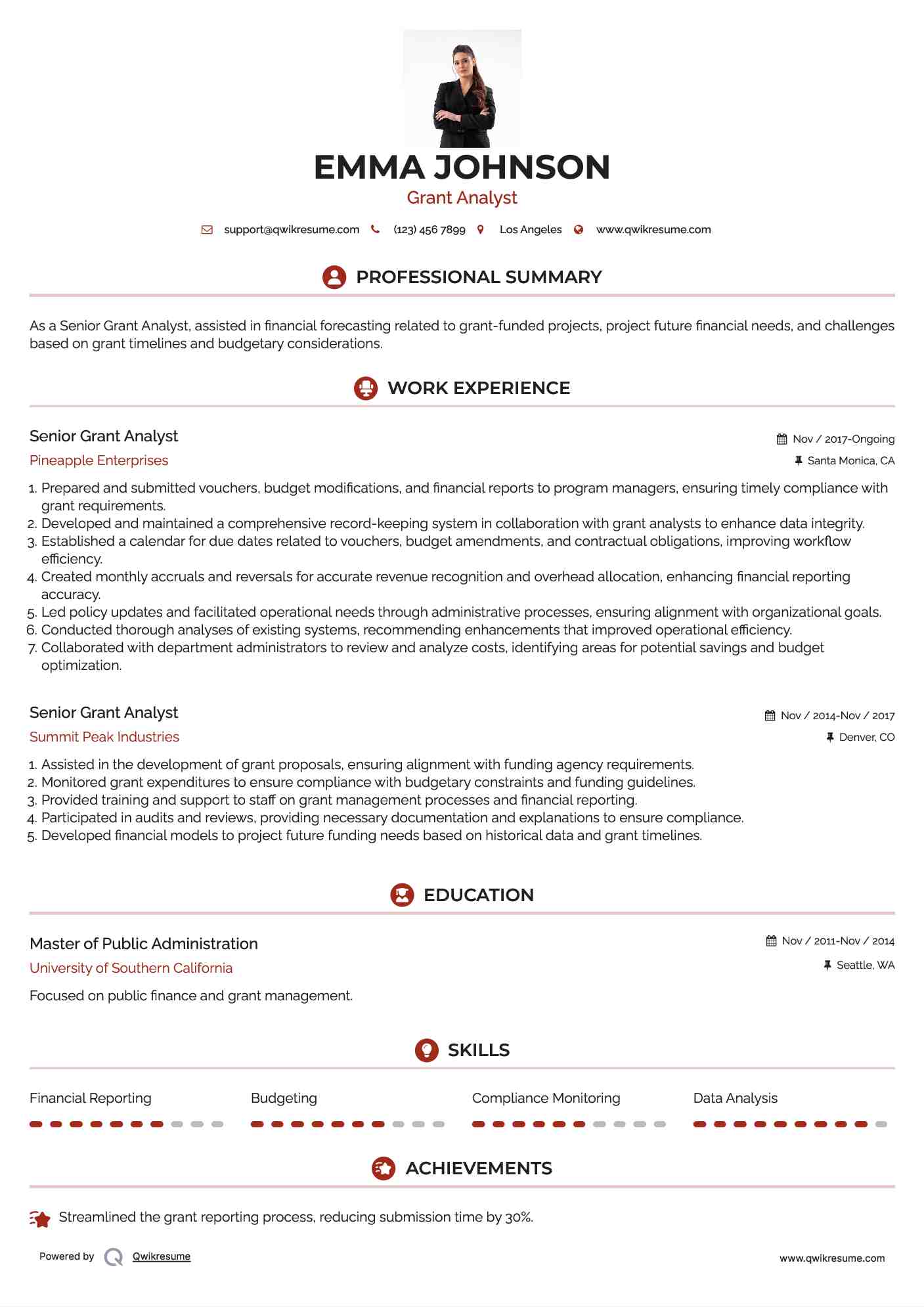 Grant Writing Resume - Grant Analyst 1706965323 Pdf