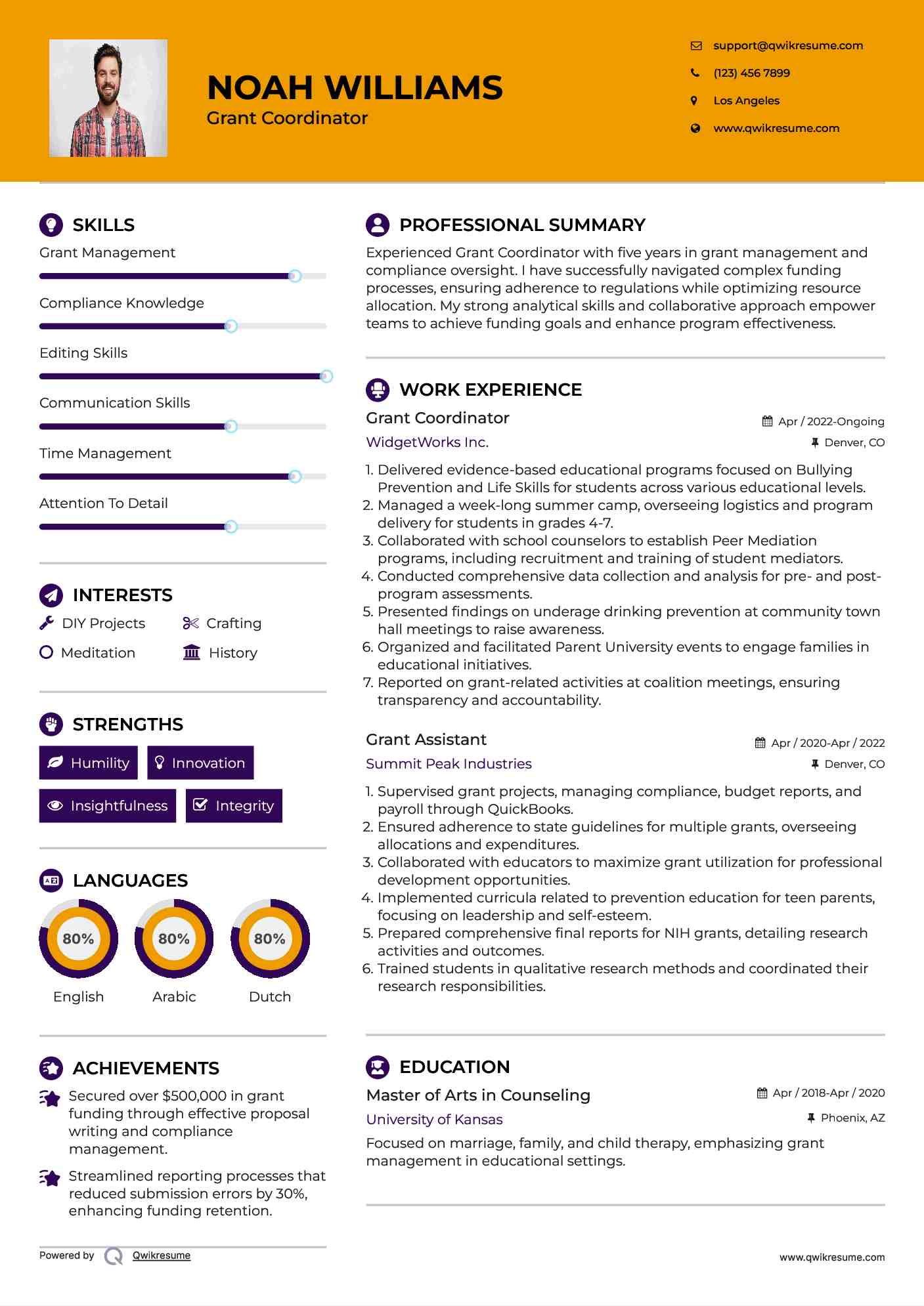 Grant Coordinator Resume Example
