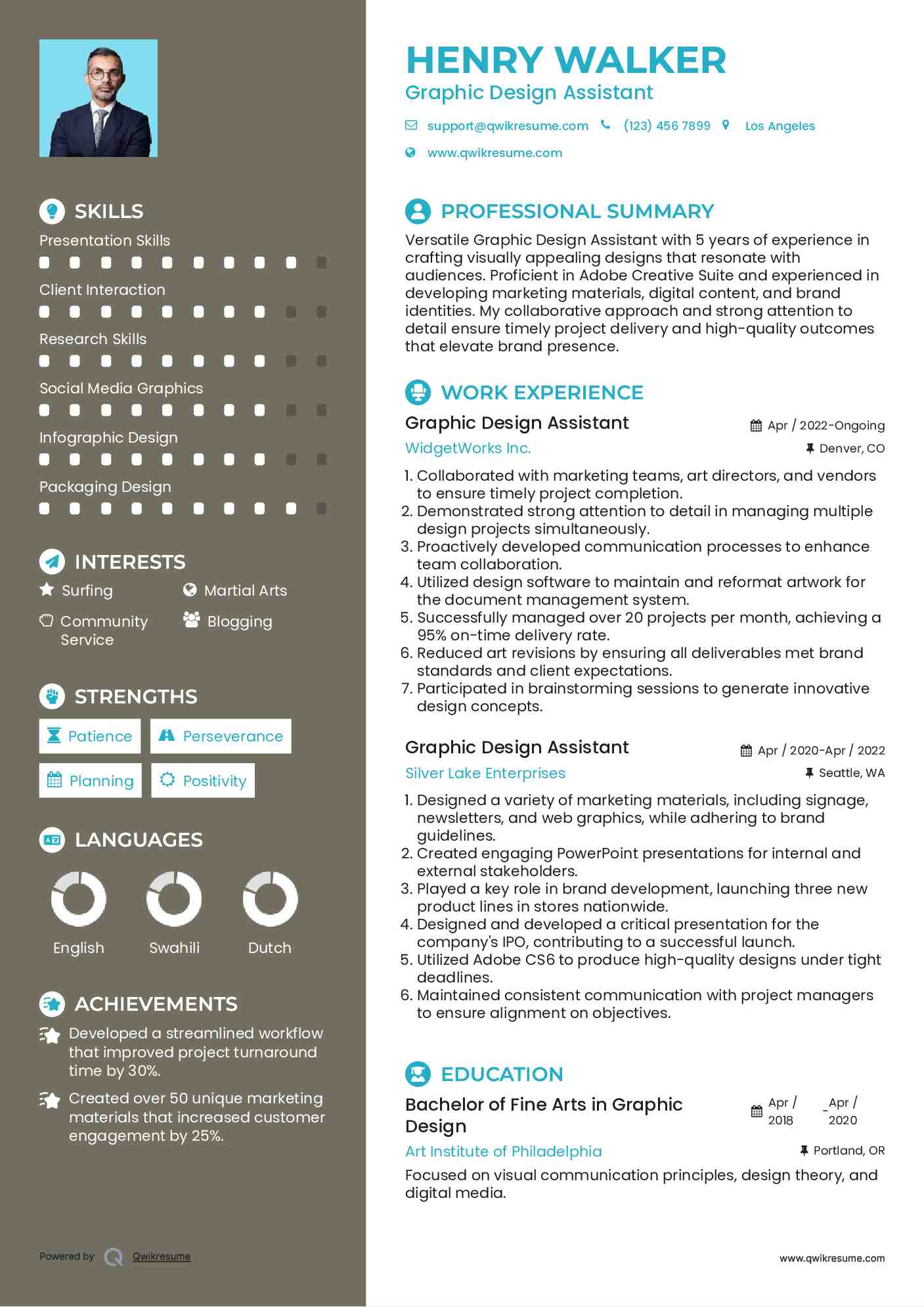 Graphic Design Assistant Resume Template