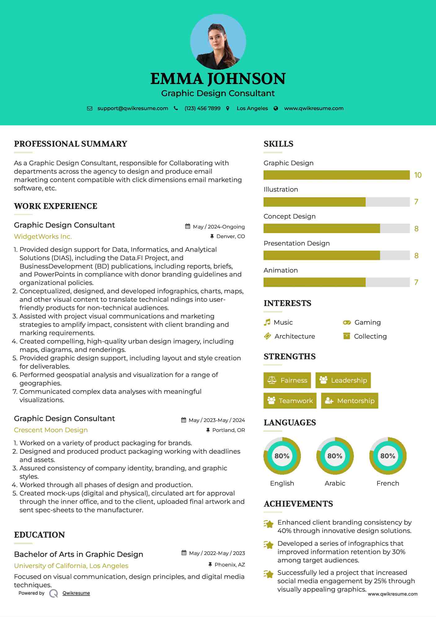 Graphic Design Consultant Resume Samples | QwikResume