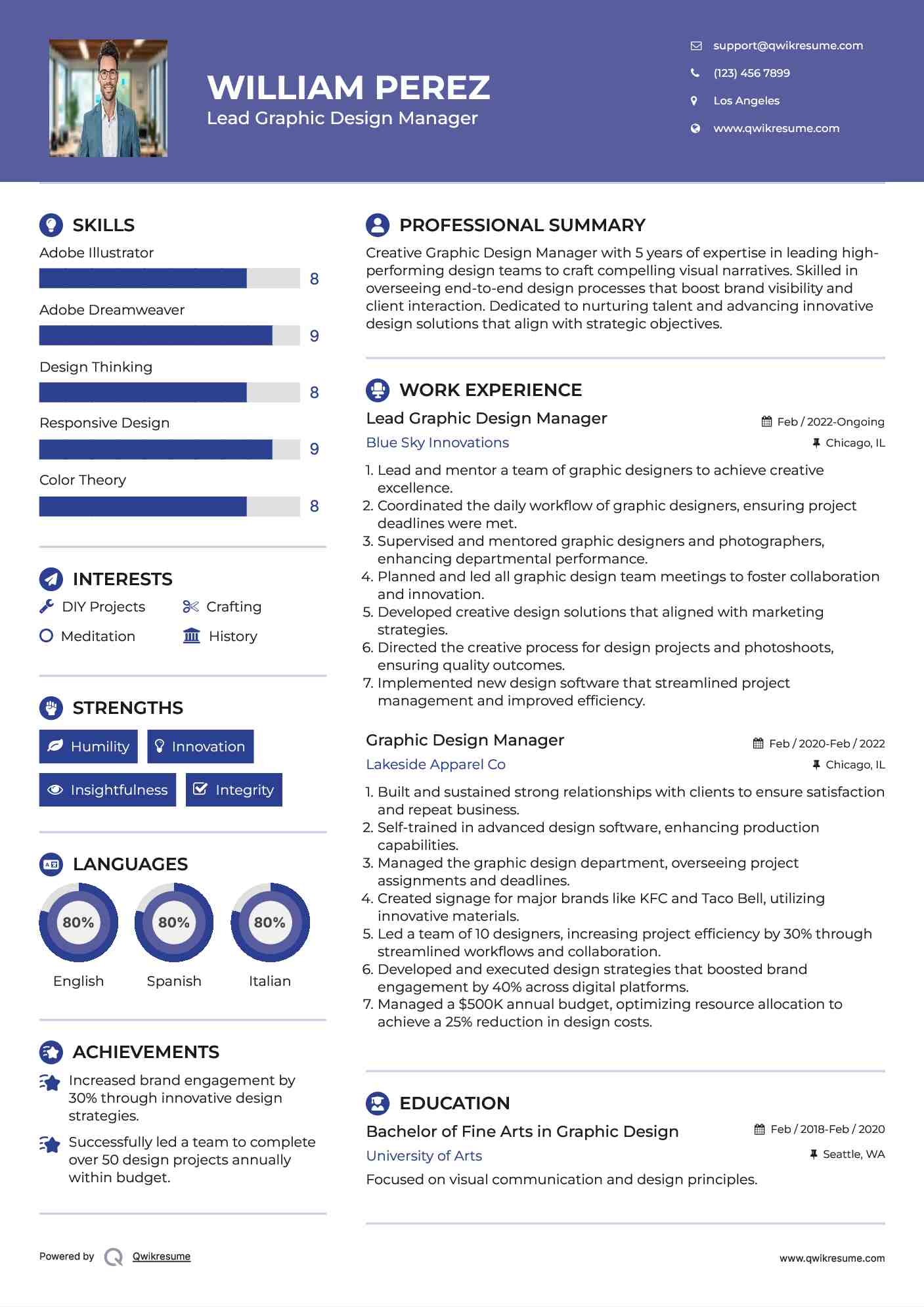 Lead Graphic Design Manager Resume Template
