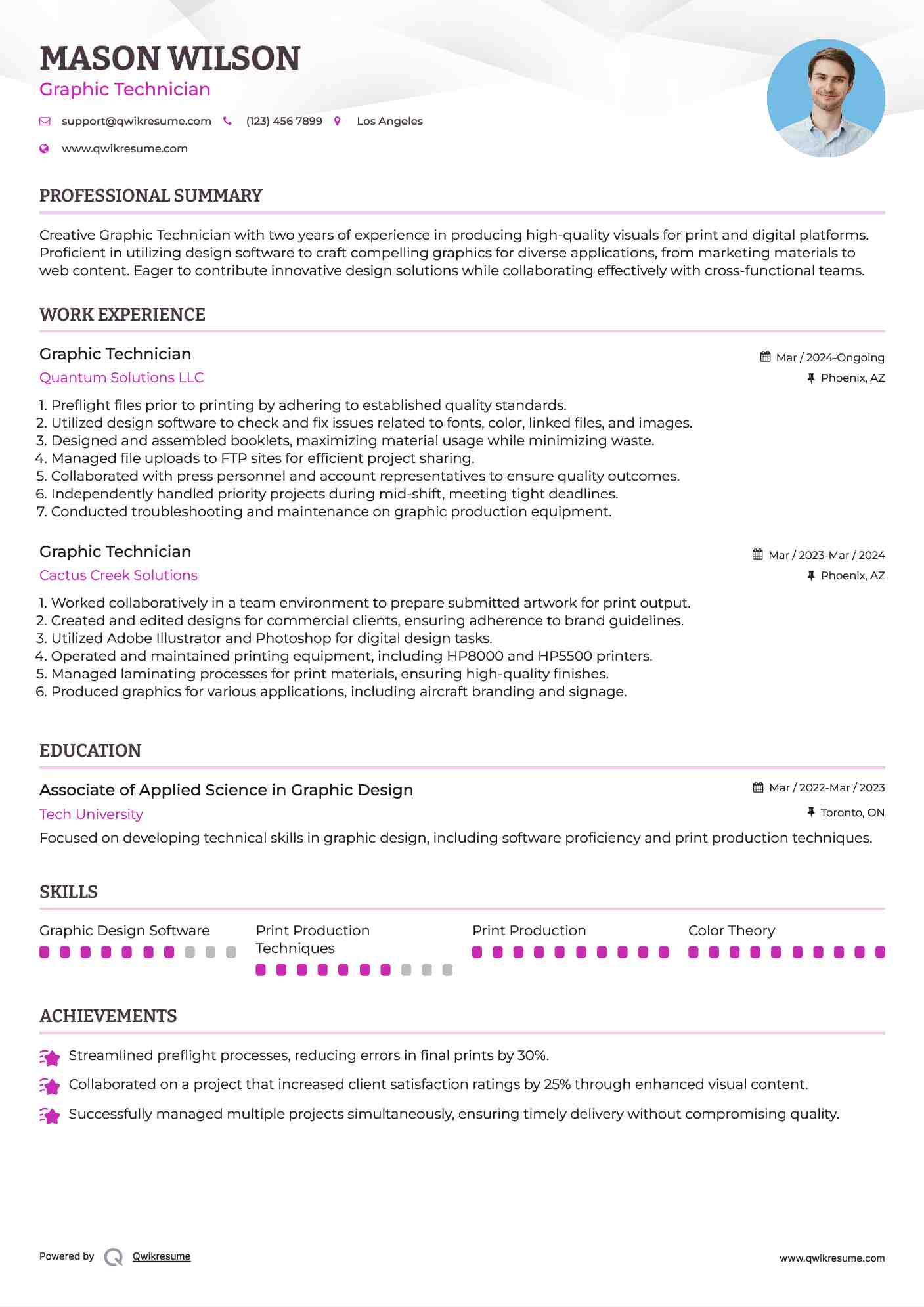 Graphic Technician Resume Format
