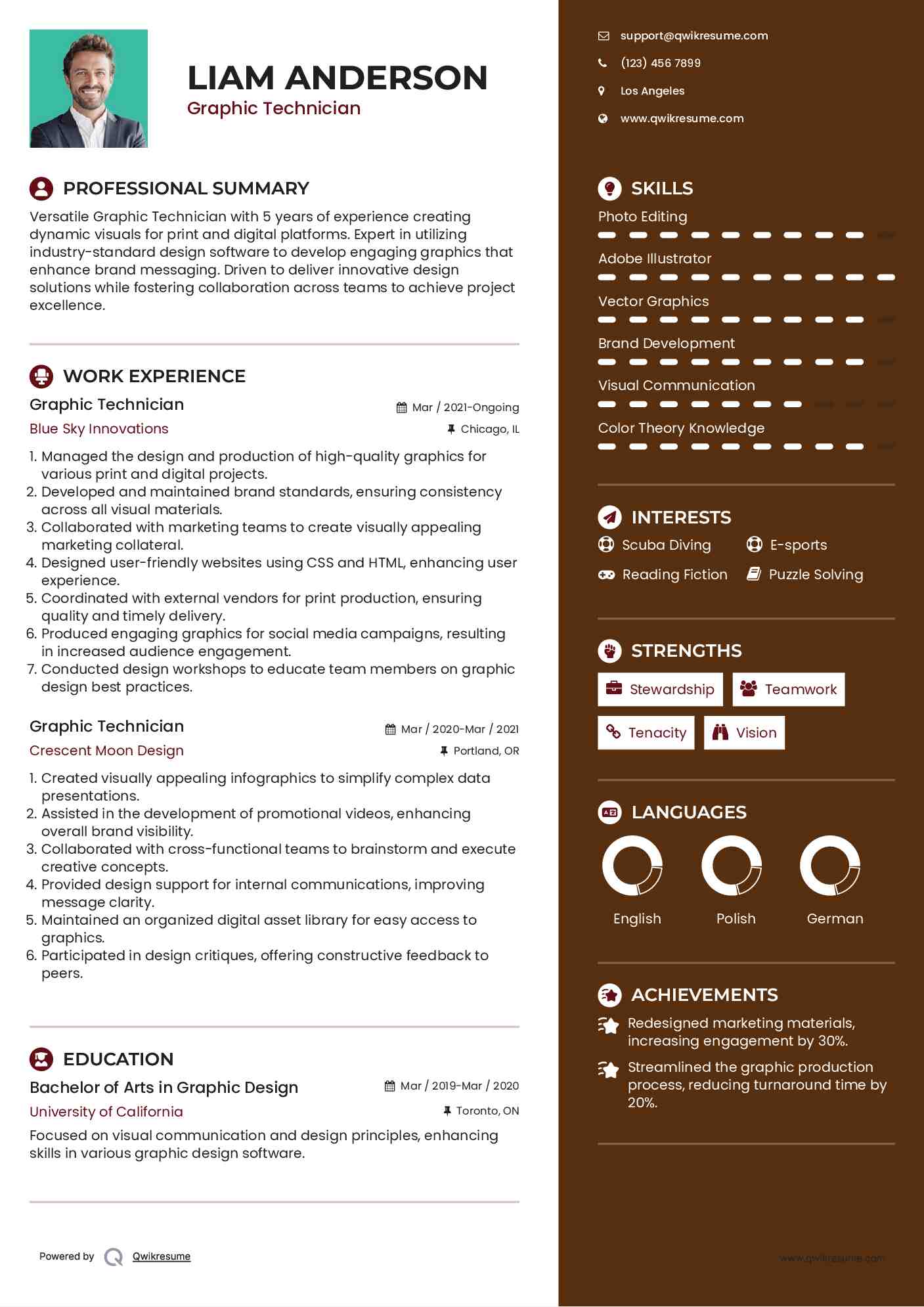 Graphic Technician Resume Example