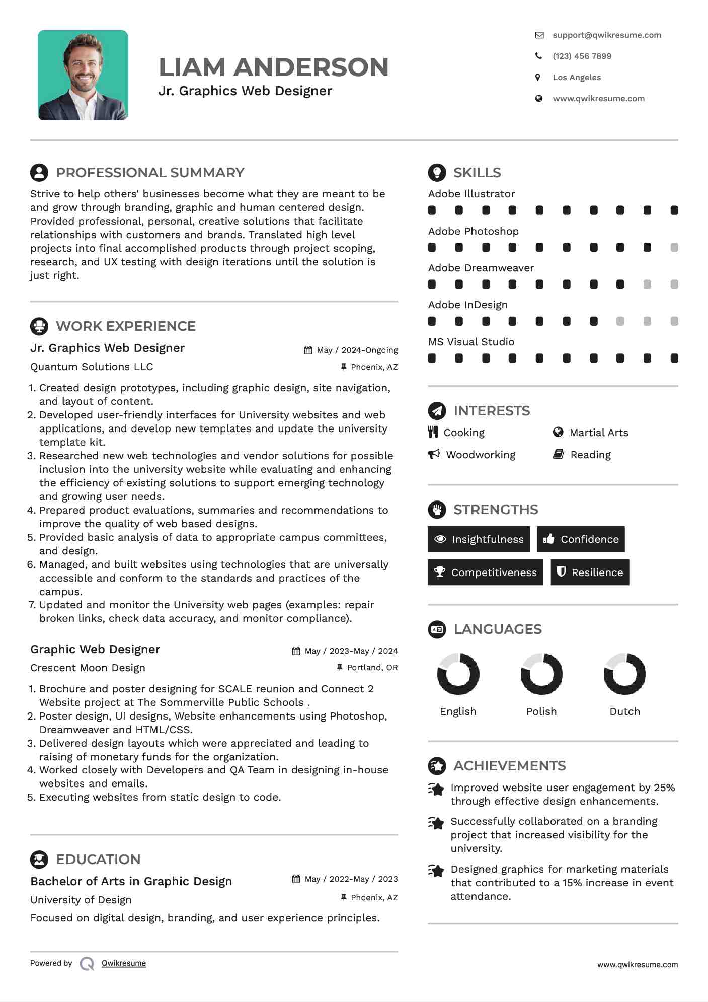 Jr. Graphics Web Designer Resume Template