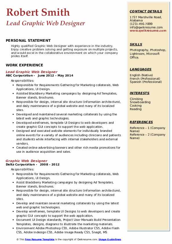 Graphic Web Designer Resume Samples - Graphic Web Designer 1591768053 Pdf 