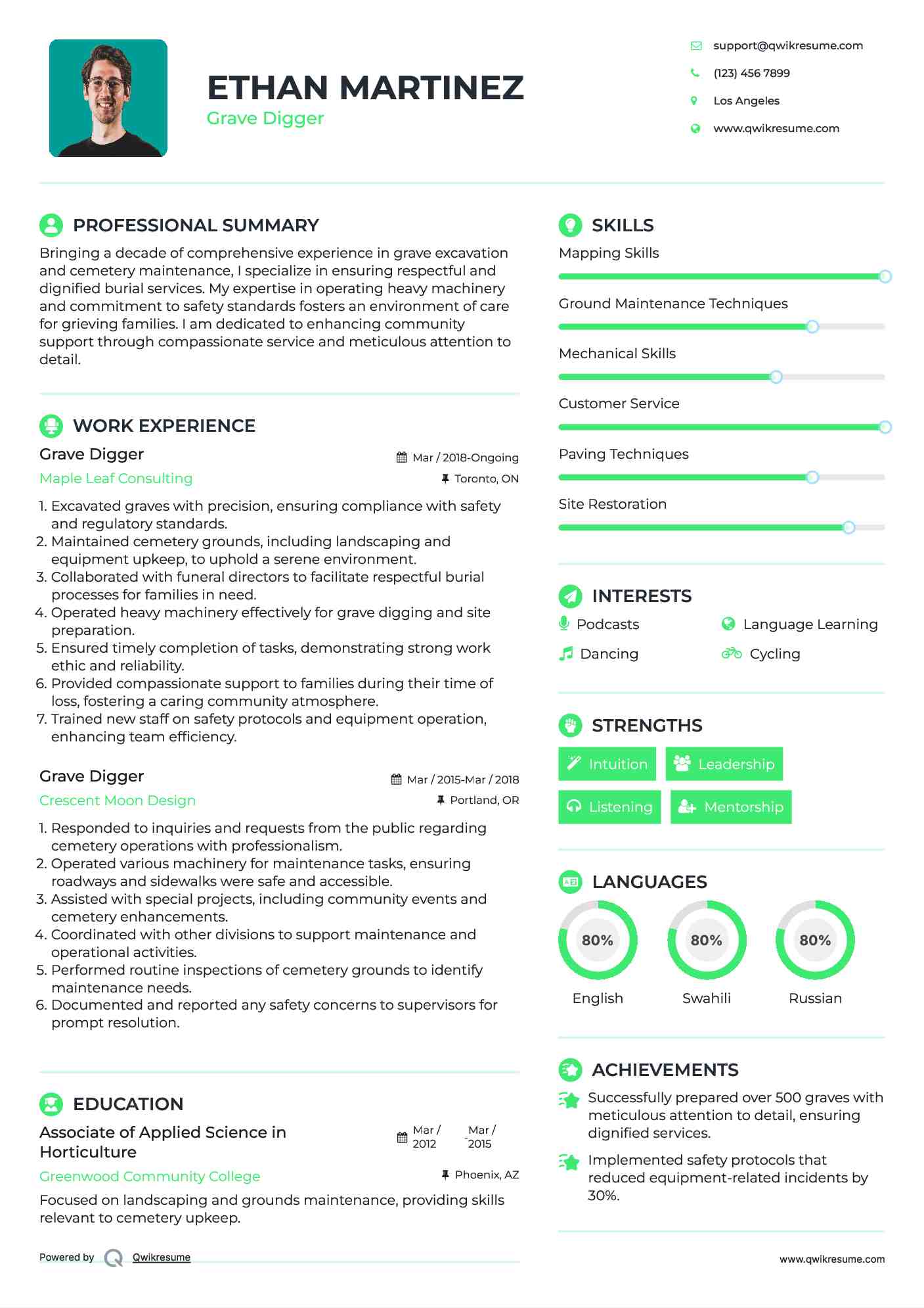 Grave Digger Resume Template