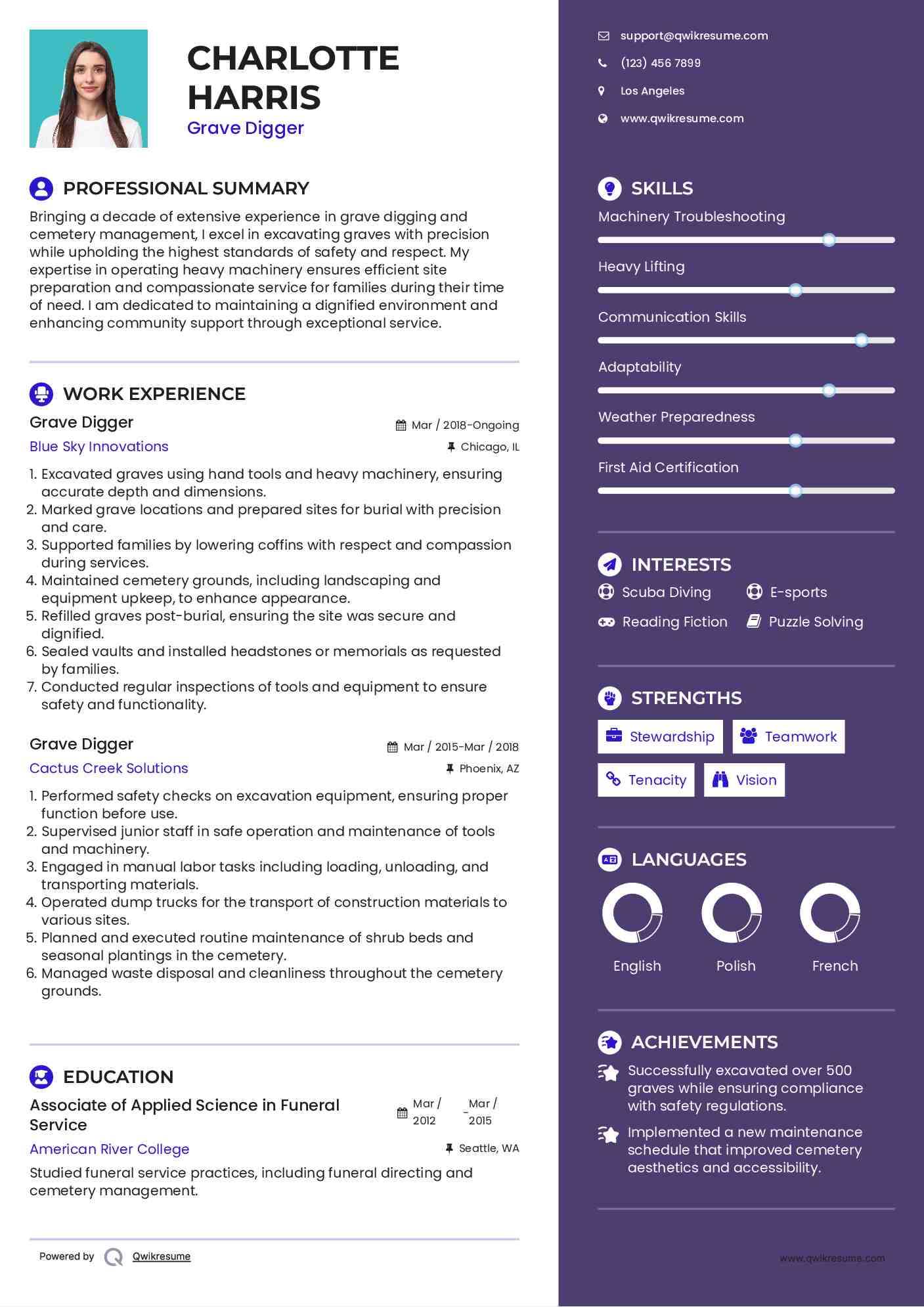 Grave Digger Resume Template