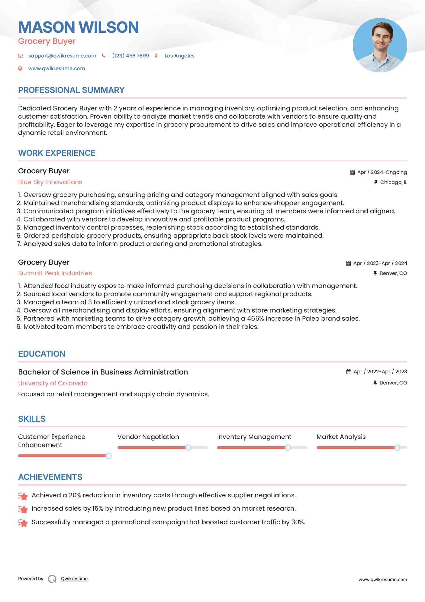 Grocery Buyer Resume Sample