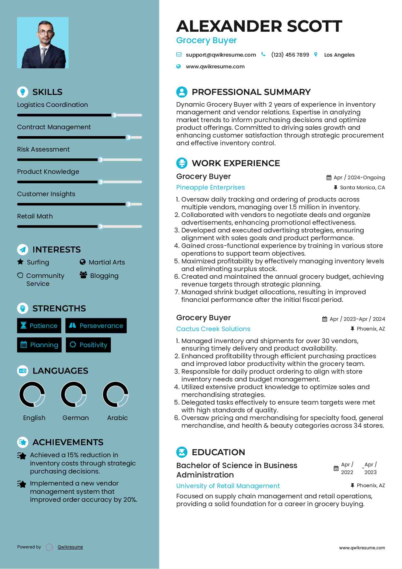 Grocery Buyer Resume Template