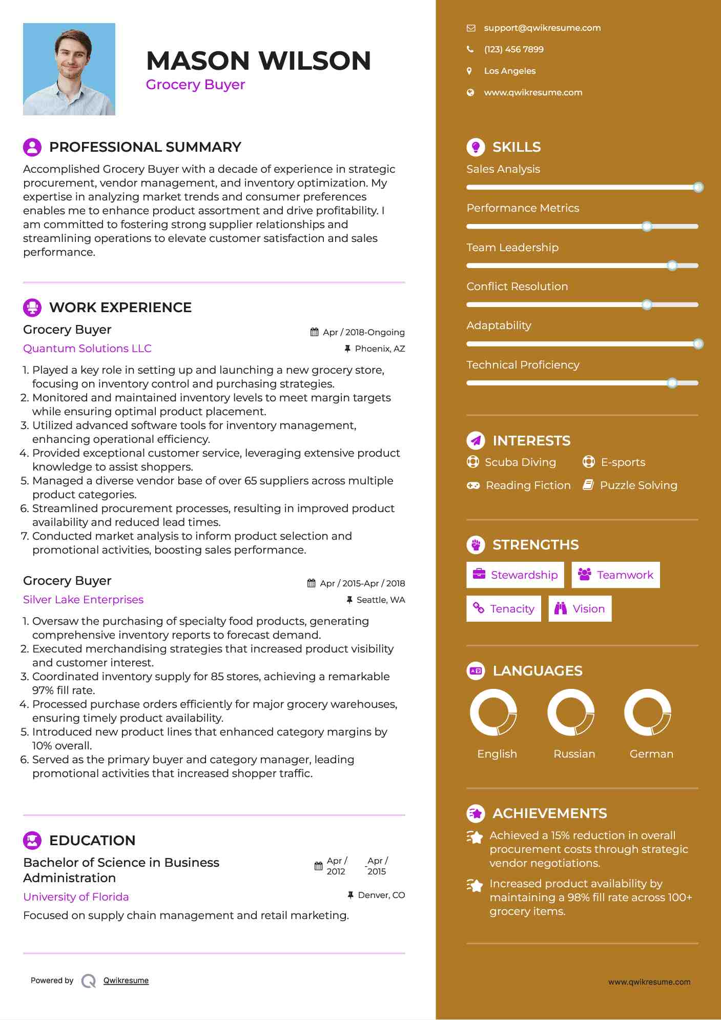 Grocery Buyer Resume Example