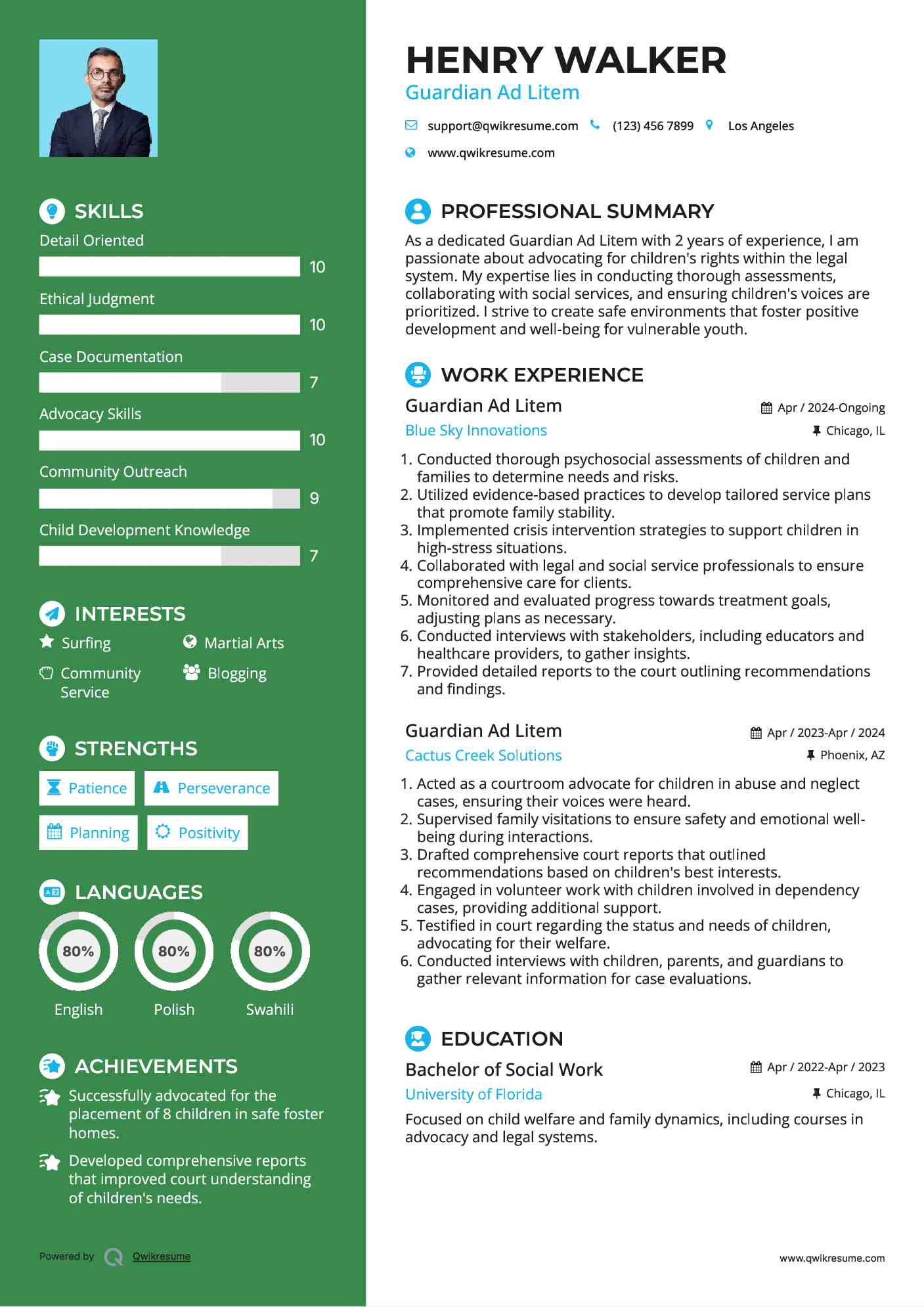 Guardian Ad Litem Resume Format