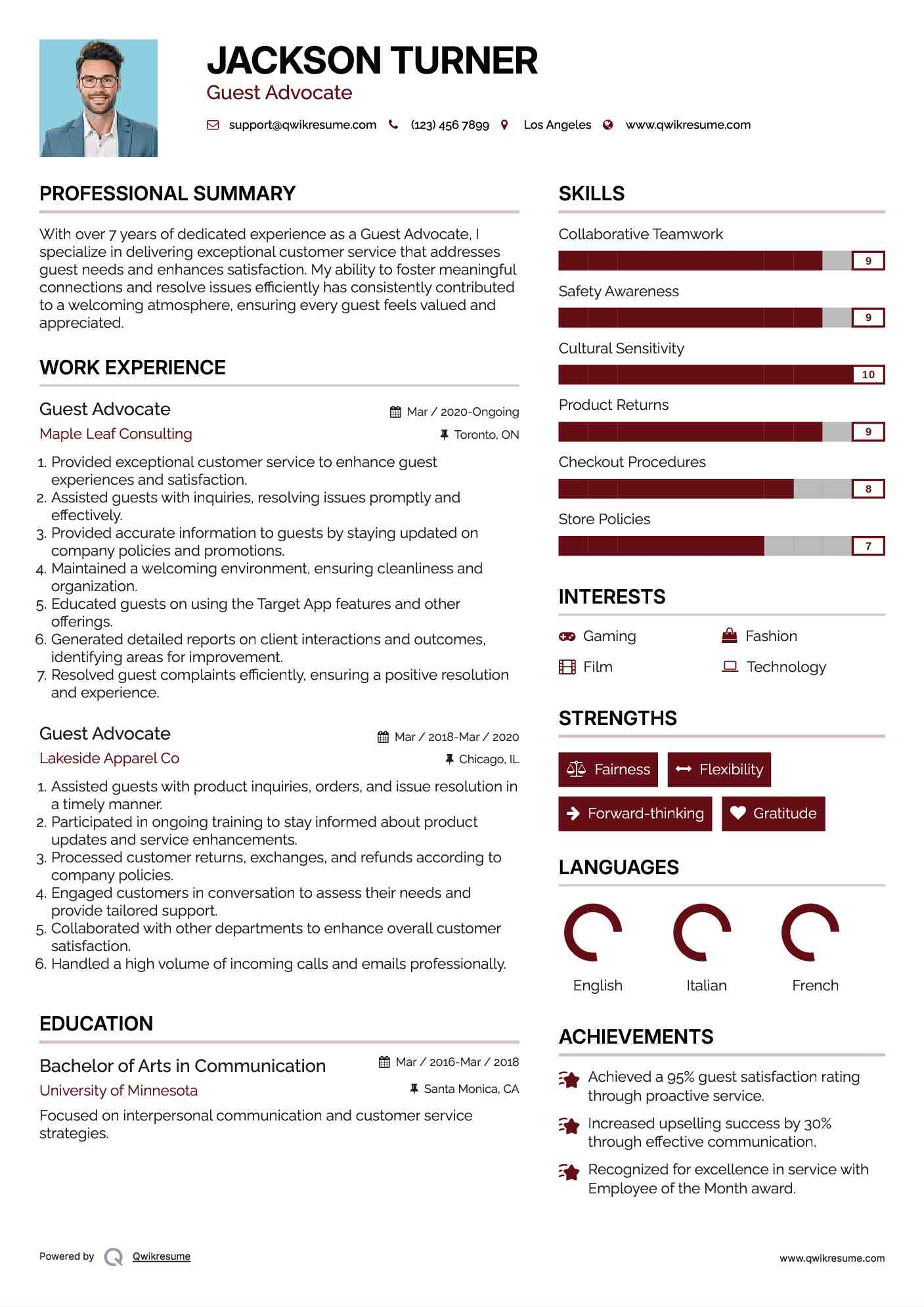 Guest Advocate Resume Format