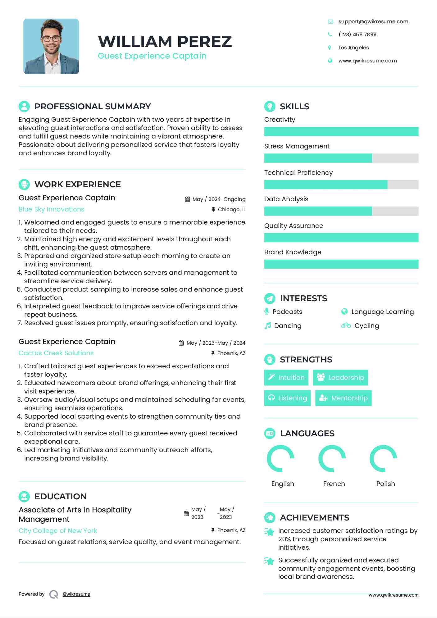 Guest Experience Captain Resume Format