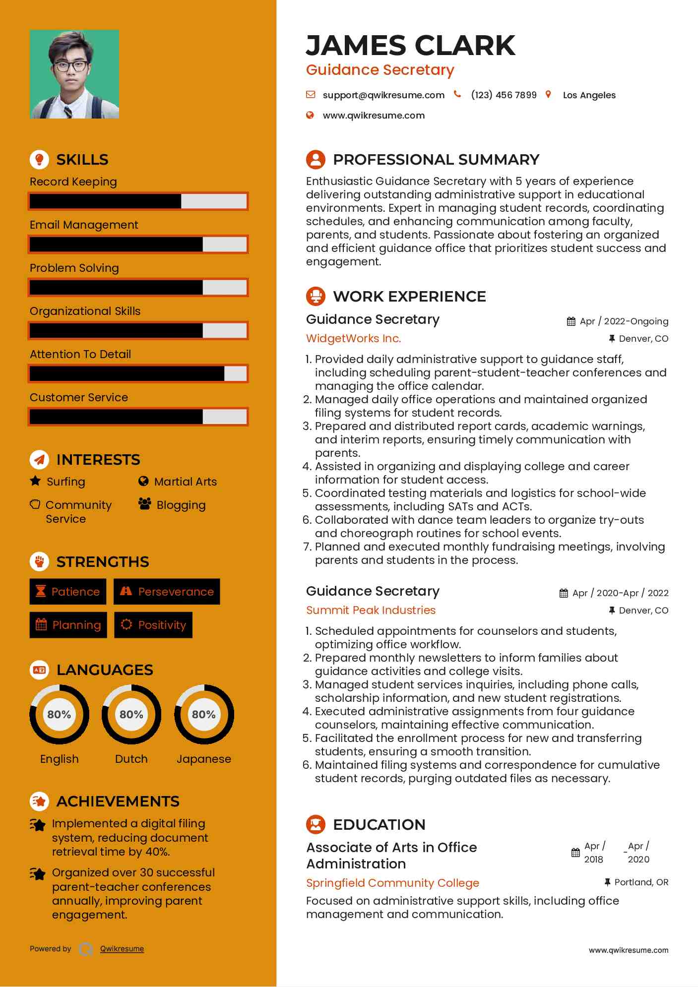 Guidance Secretary Resume Format
