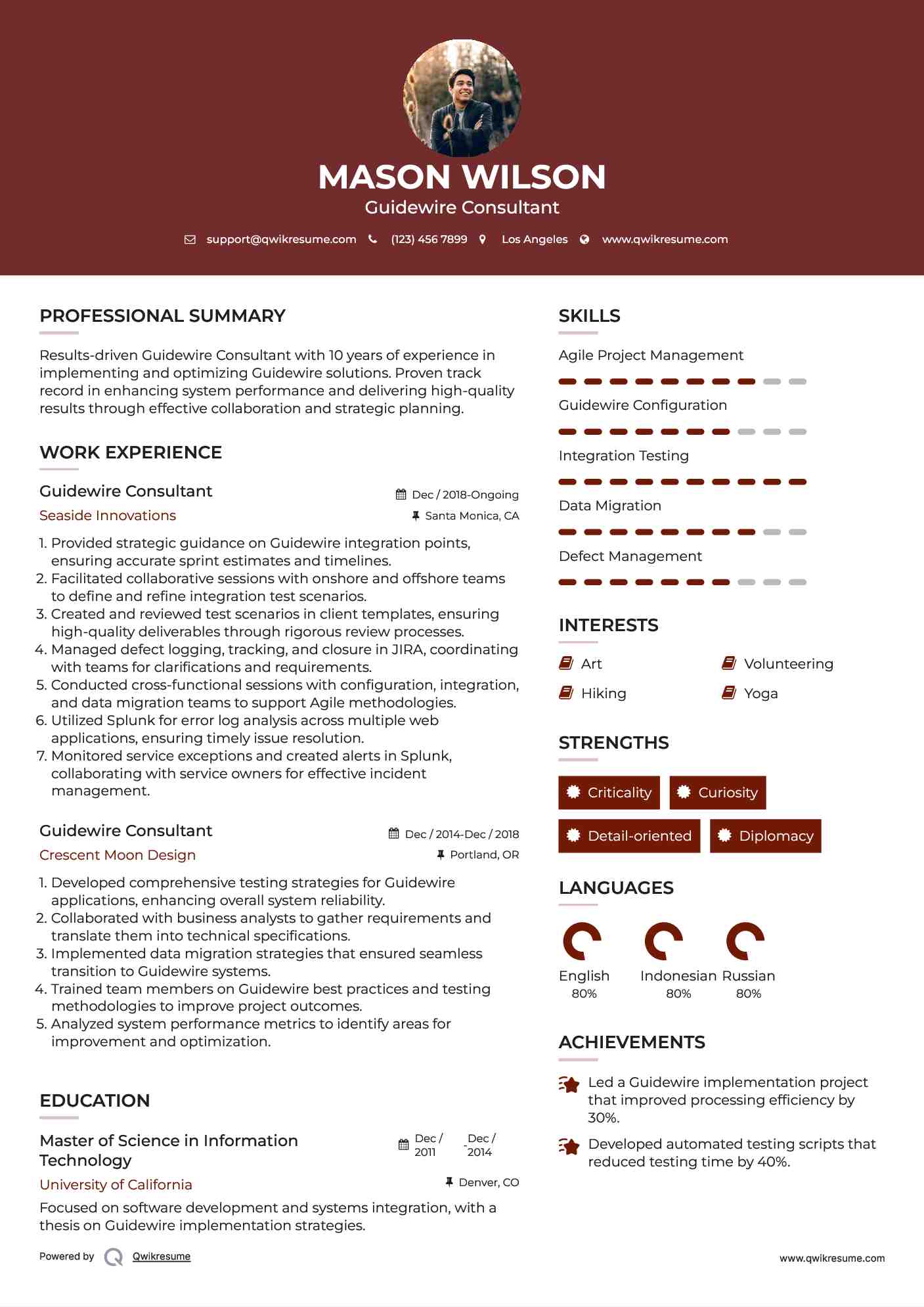 Guidewire Consultant Resume Template