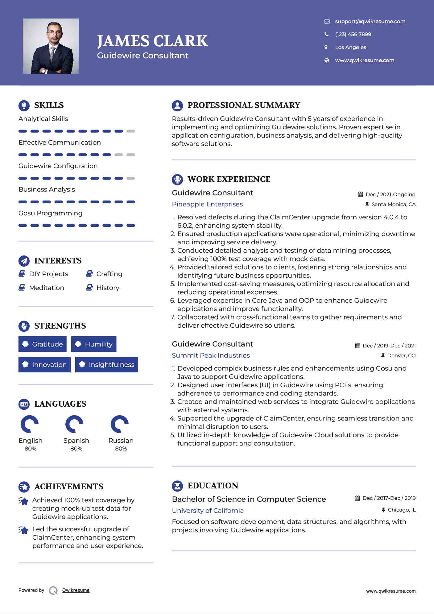 Guidewire Consultant Resume Model